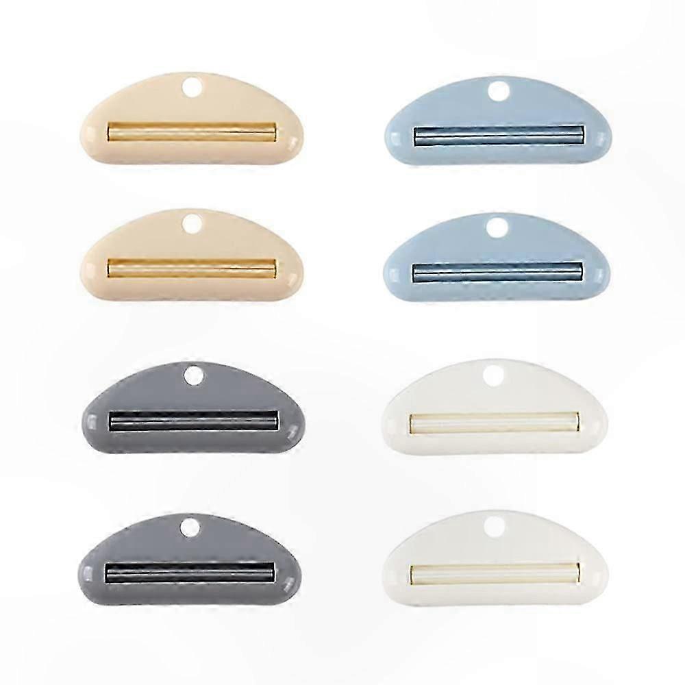 8-Pack Tube Squeezer for Toothpaste, Plastic Clips in Beige, Grey, White, Blue