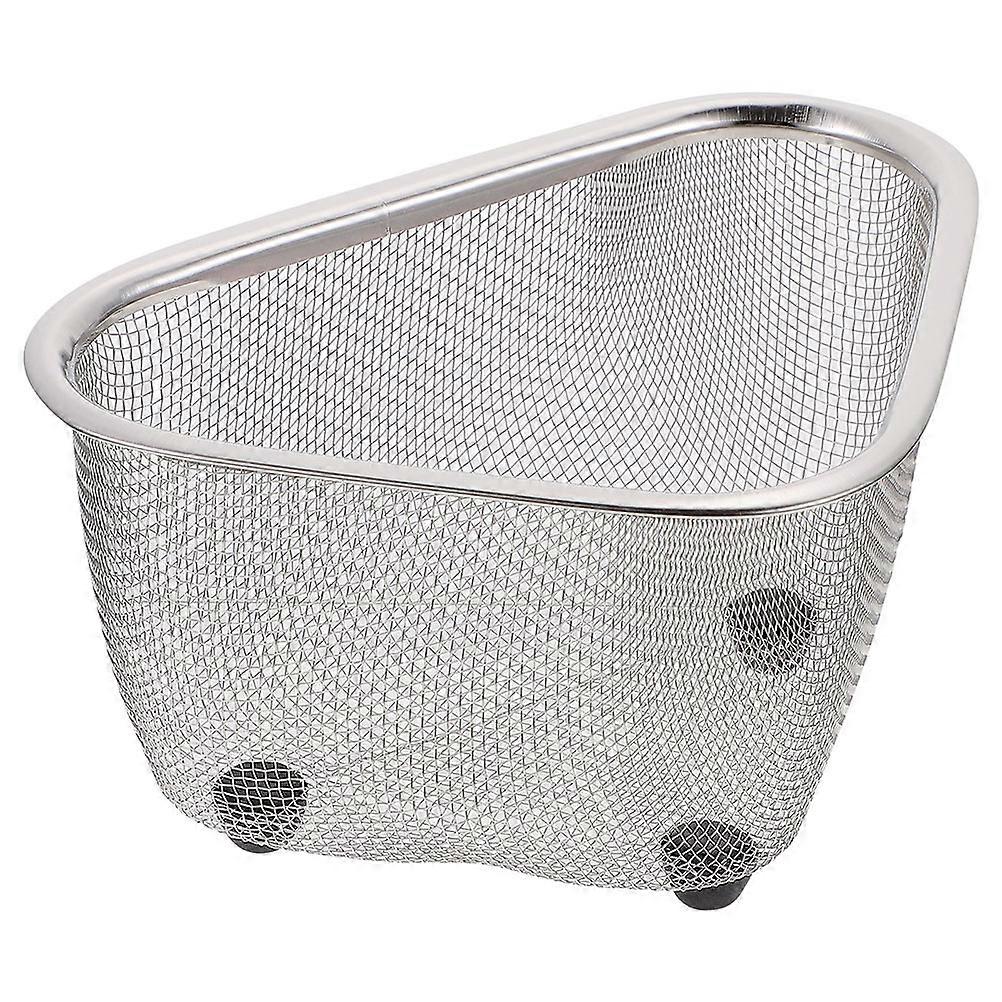 Triangular Sink Storage Basket Strainer Rack for Drainage & Ventilation Space Saving Mesh Colander for Sponge & Brush Holder Fits Kitchen Sinks Multi