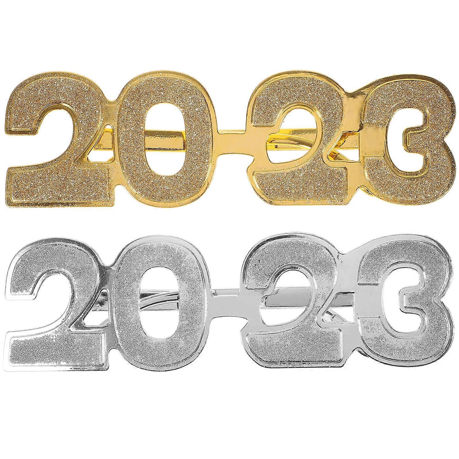 Assorted Color 2023 New Year Glasses Party Props for Decor Made of Plastic, 2pcs Set