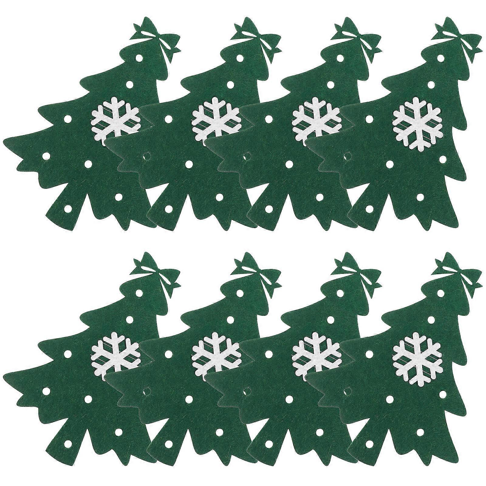 Christmas Felt And Fork Holder 8Pcs Table Decor Green Creative Christmas Tree Storage For Hosts