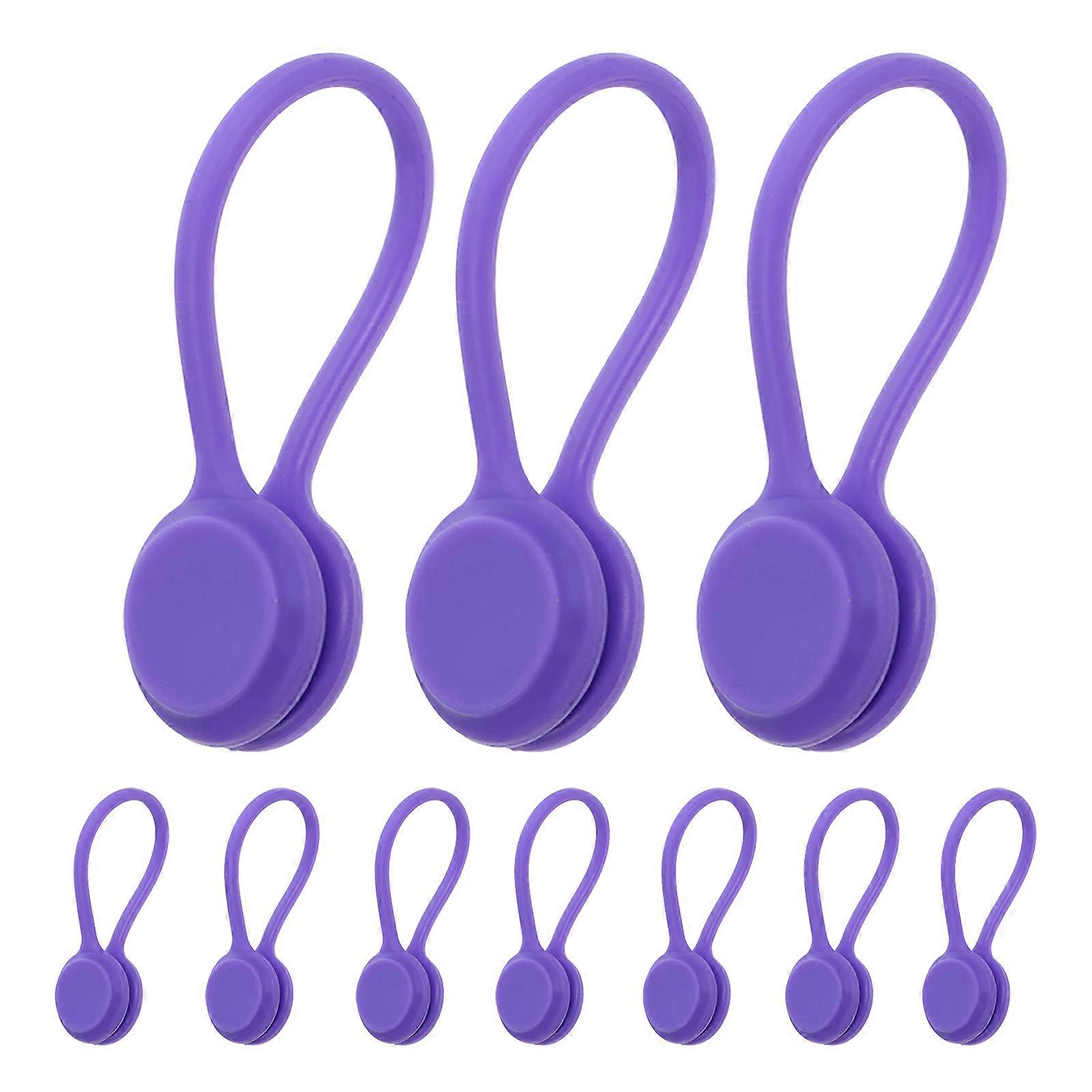 Magnetic Cable Management 10Set Silicone Cord Organizer Perfect For Daily Use Purple Color Flexible Design