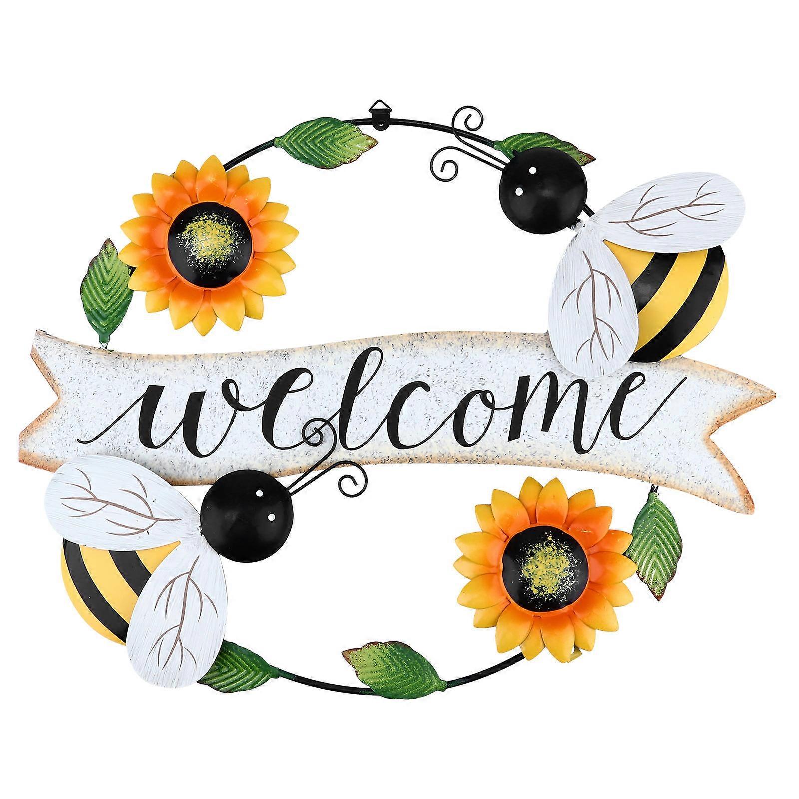 Creative Rustic Wall Art Bee Shape Yellow Wall Decoration For Hotel 1Set