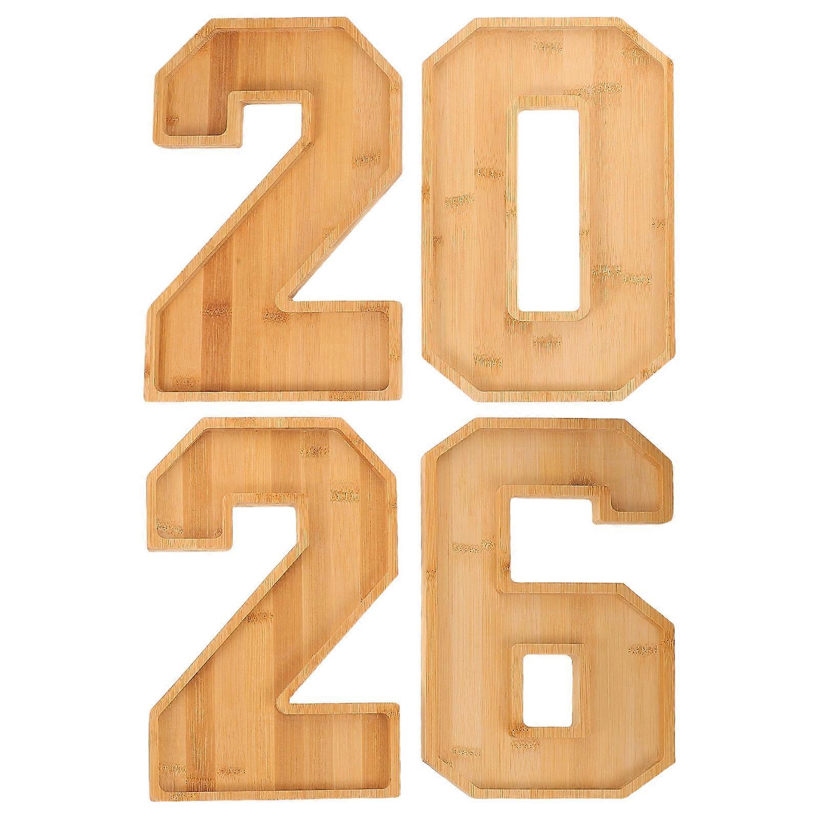 Charcuterie Tray Numbers Fillable Wood Number Shaped Serving Tray For Graduation Party Events Light Yellow Rustic Design 1 Set