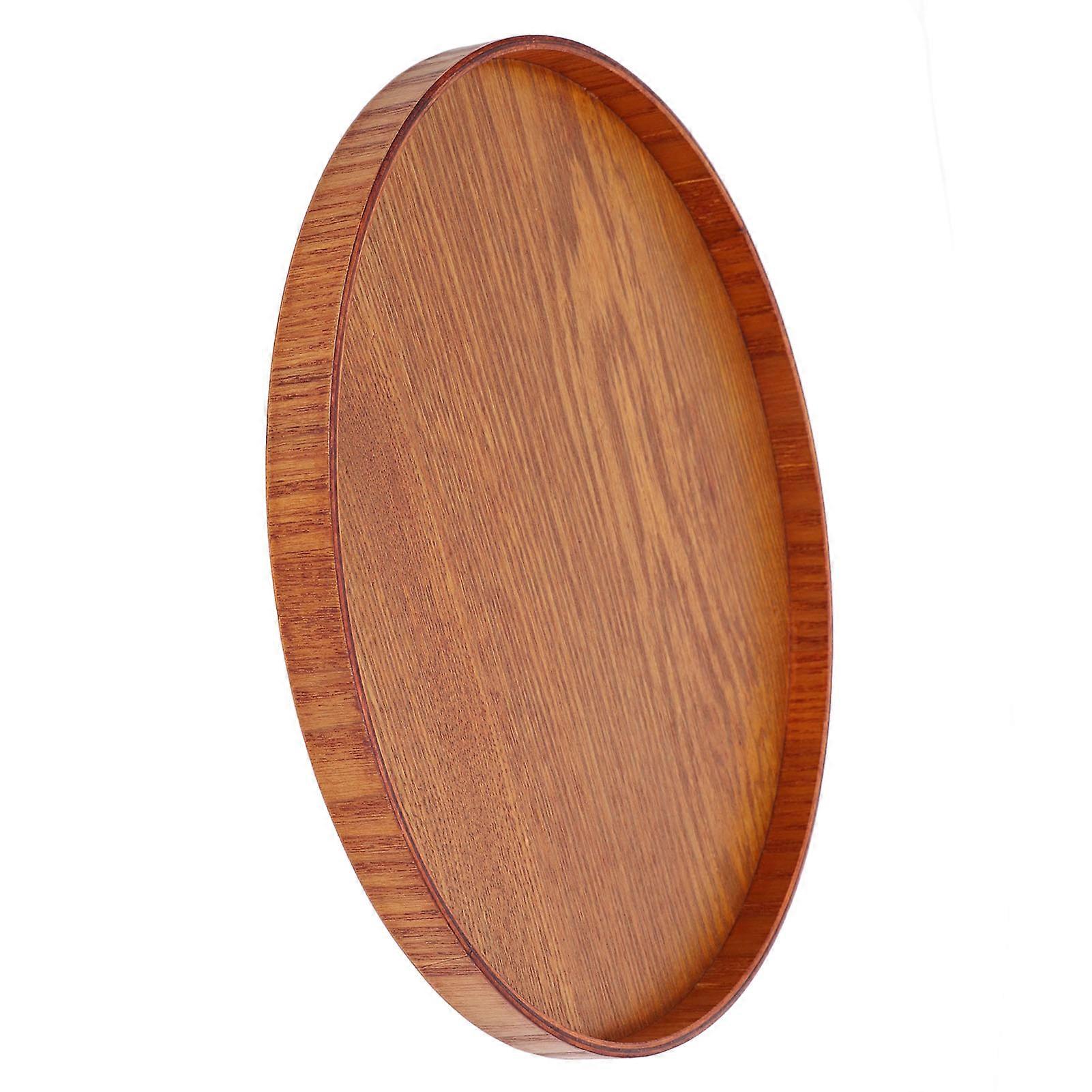 Wood Serving Tray Round Durable Simple Elegant Style Wide Application Glossy Surface Stable Structure Wooden Tray30cm 