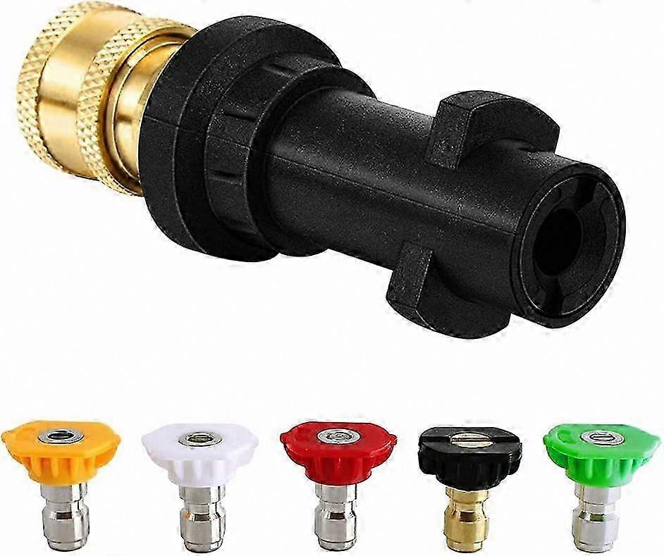 2025 Quick Connect Pressure Washer Adapter with 5pcs Nozzle and 1/4" Gun Connection for Cleaning Tasks