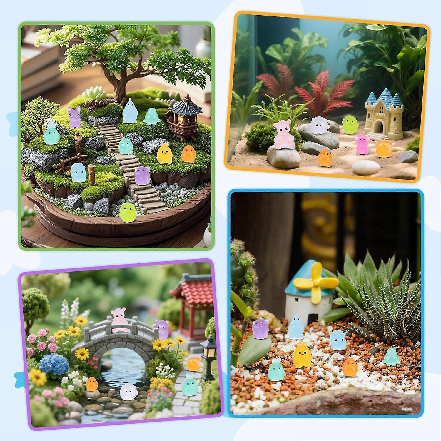 30PCS Luminous Mini Resin Animals Figurines Bulk, Glow in the Dark Tiny ...