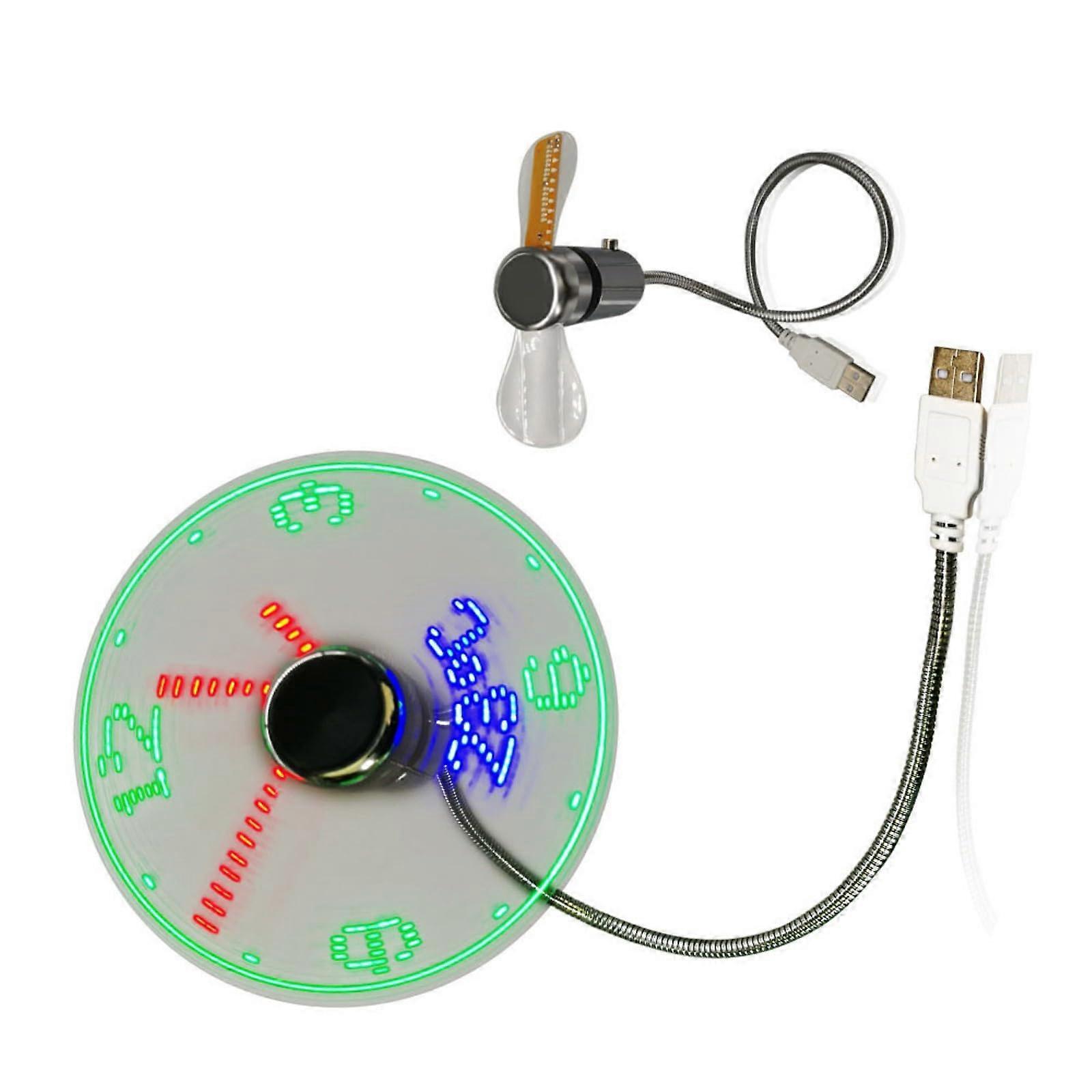 USB Fan with LED Display for Time and Temperature, Flexible Neck, Portable for PC, Laptop, and Desktop Usage
