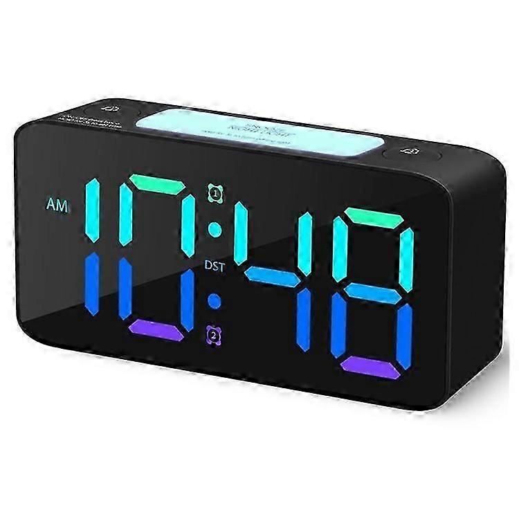 6,3-Zoll-Digitaluhr mit 7-Farben-Nachtlicht, einstellbarer elektronischer Wecker mit EU-Stecker-Netzteil