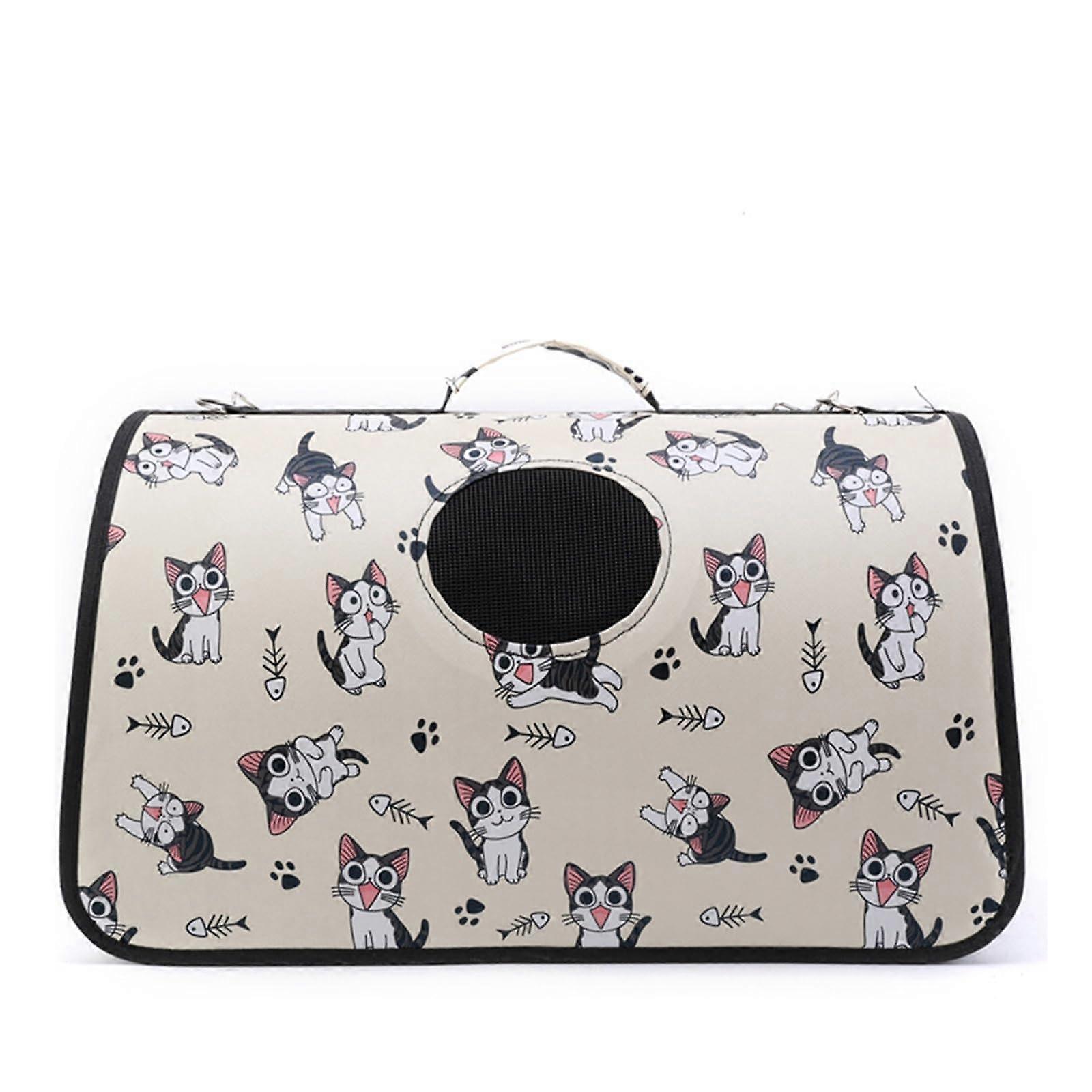 Cat Carrier Bag Travel Ready Escape Proof Ventilated Mesh Easy To Clean For Small Dogs And Large Cats Beige Medium