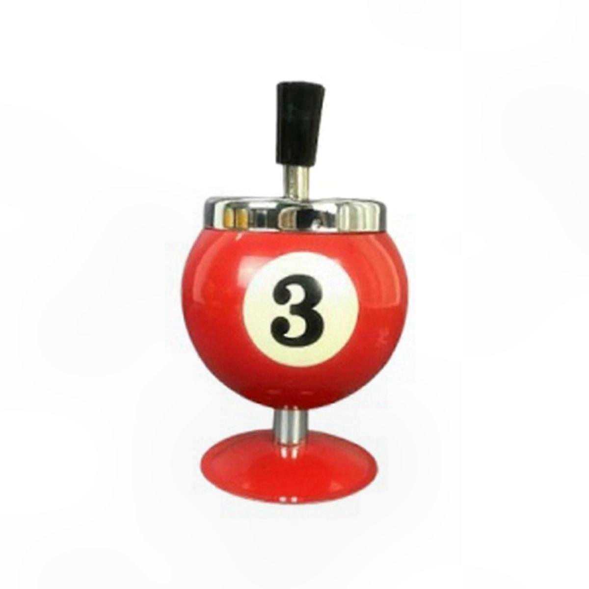 Portable Metal Ashtray with Billiard Ball Design for Pool House, High-Quality Red Ashtray, No. 3