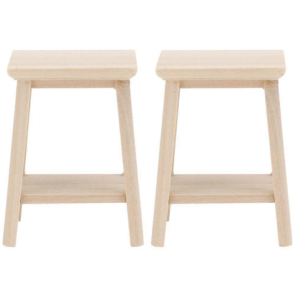 2pcs μίνι έπιπλα ξύλο σκαμνί προσομοίωση μπονσάι αποθήκευσης σκαμνί μικροσκοπικό στολίδι σπίτι