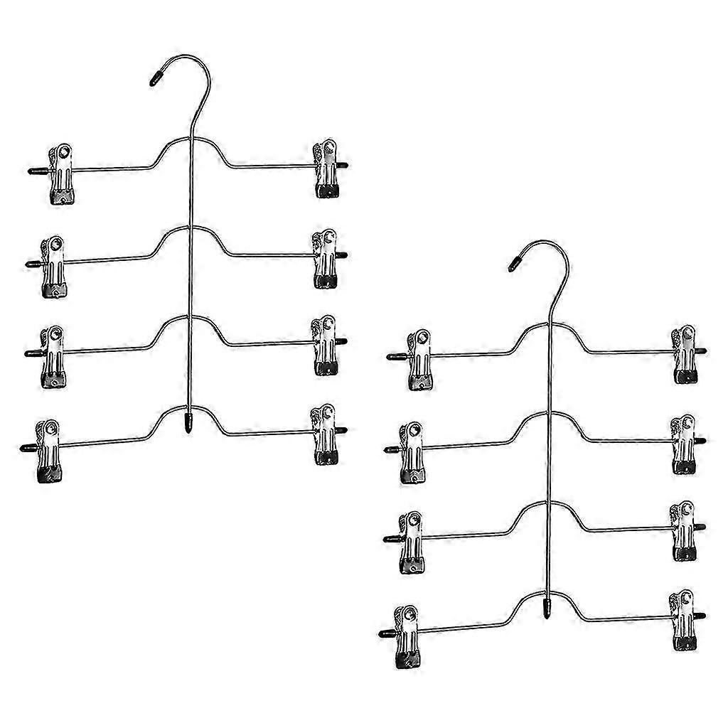 Compact Trousers & Skirt Hanger with Clips - Space-Saving Black Design