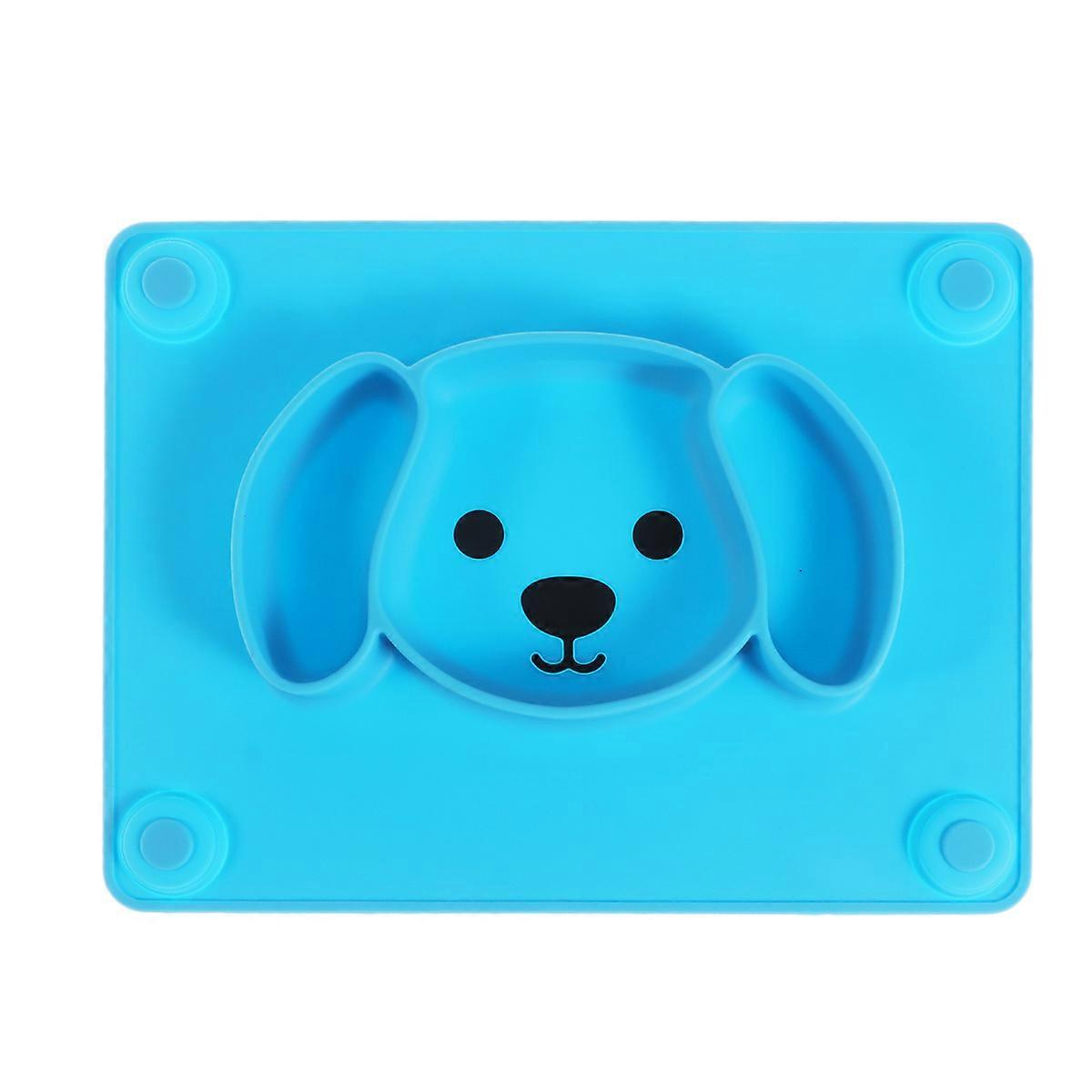 Kids Tableware Puppy Silicone Dinner Plate for Feeding Time Easy Cleaning Blue 1Set