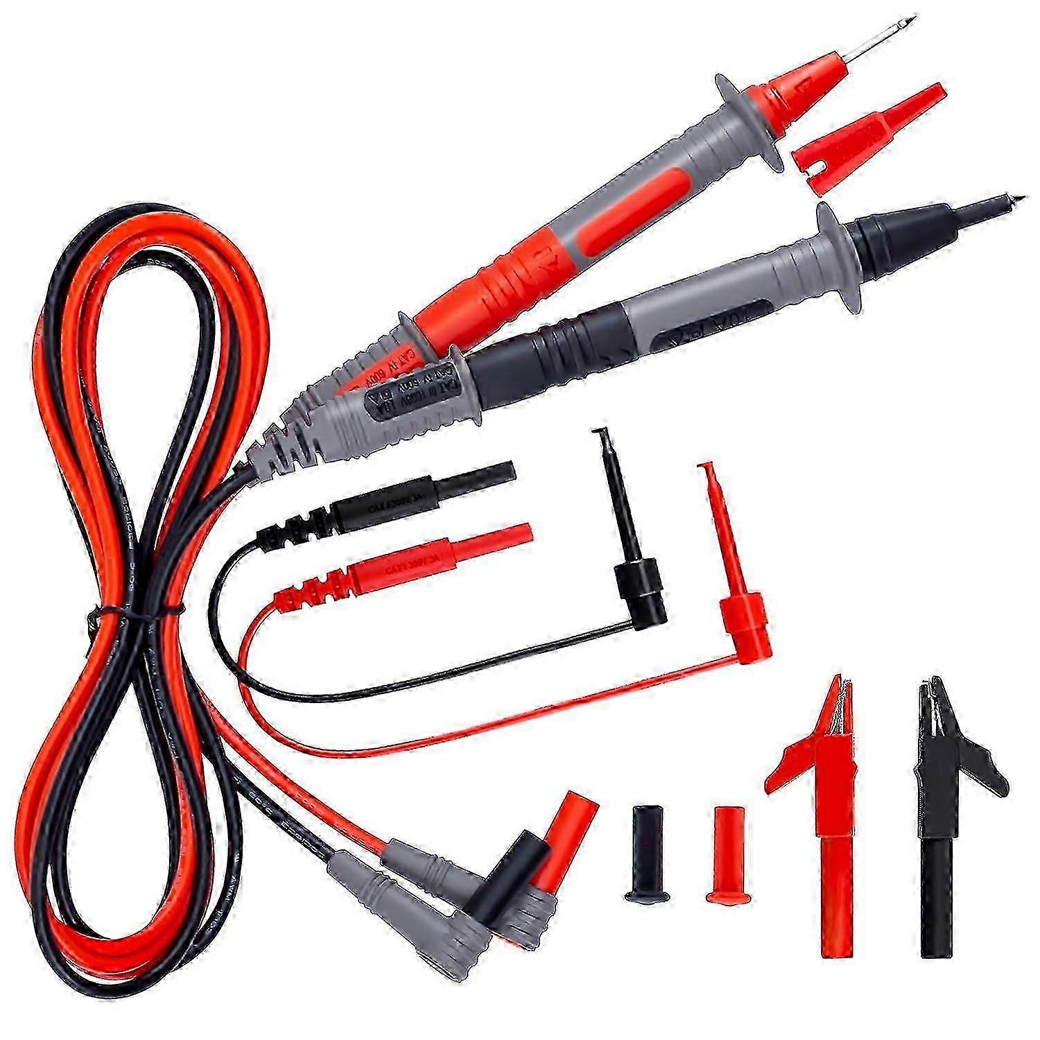 Soft Silicone Multimeter Test Leads with Alligator Clips & Needle Probe for Electricians & DIY Use