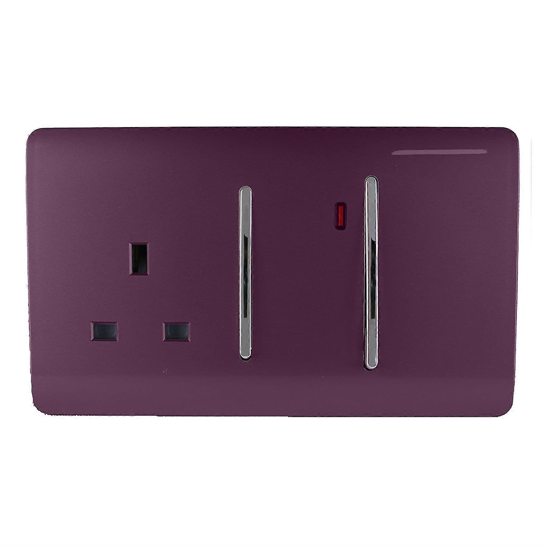 Trendi Artistic Modern Glossy 45 A Cooker Switch & Plug Socket Inc Neon Insert Plum