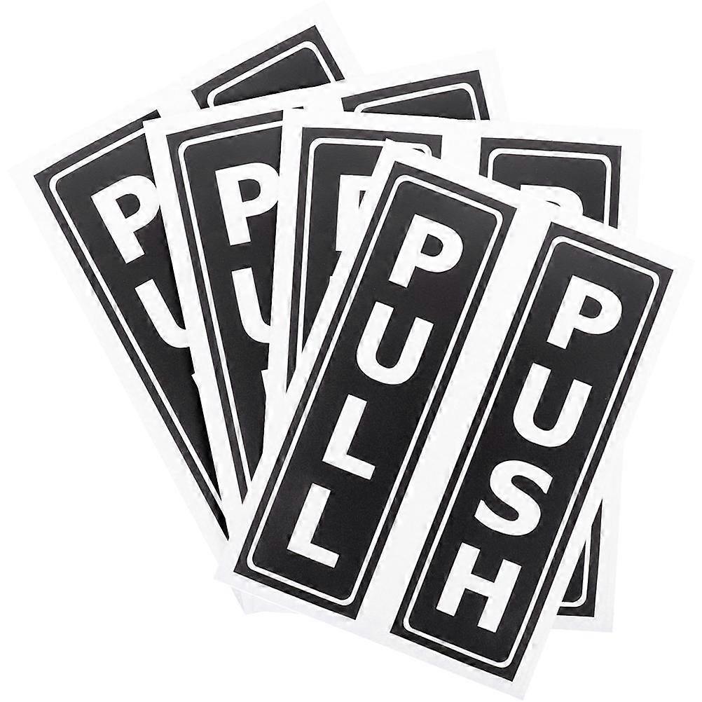 Push Pull Door Signs Rectangle for Store Pvc Black Reminding 8Pcs