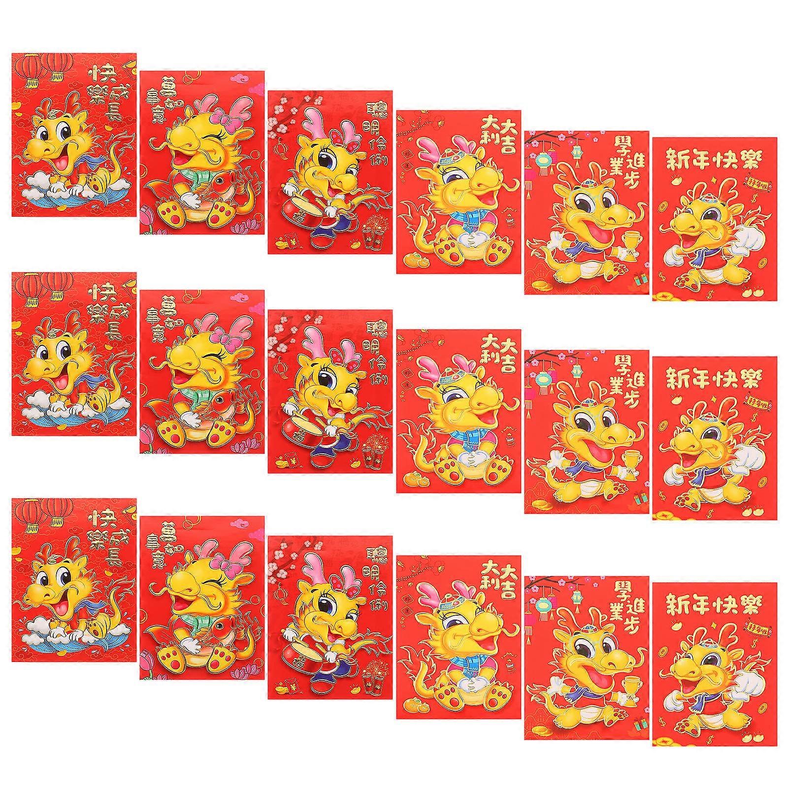 New Year Red Envelope Bags Gift Container for Cash Envelopes during Spring Festival Assorted Color Paper 30Pack
