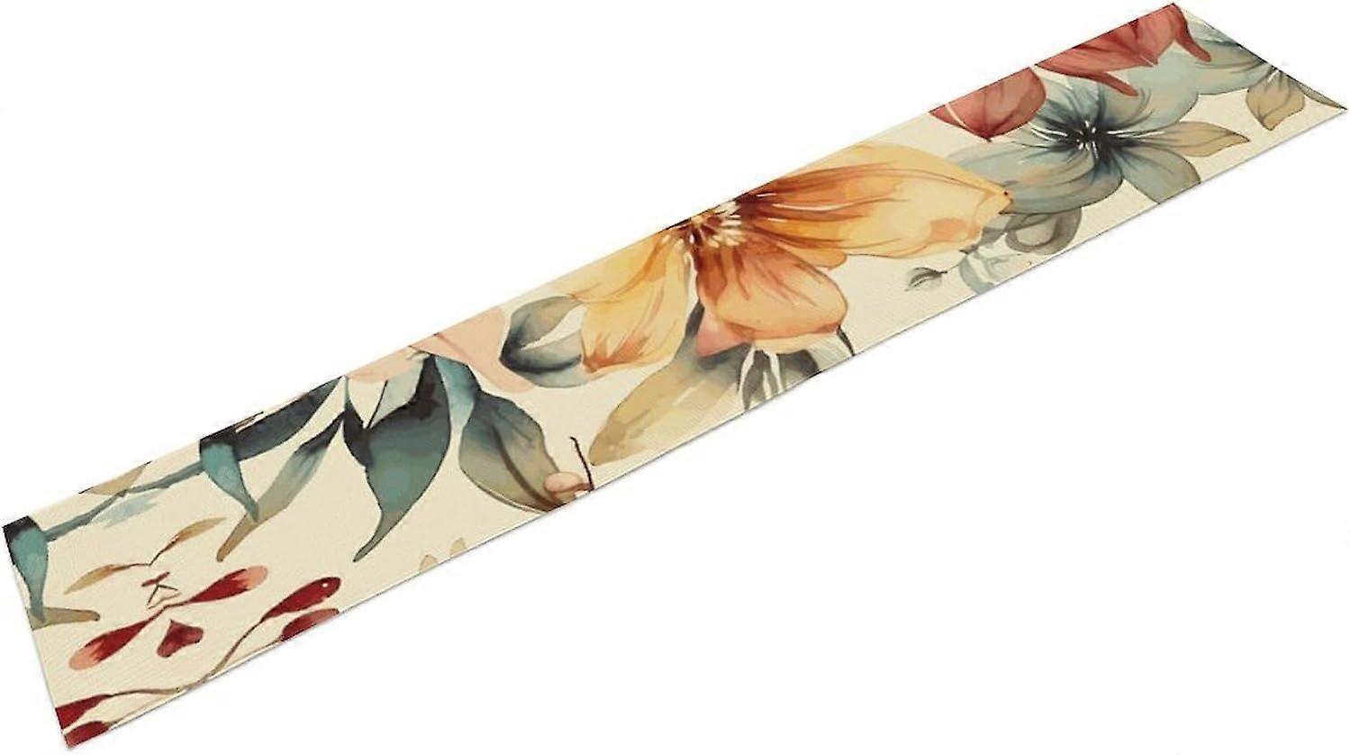 Simple Floral Pattern Table Runner Linen Table Cloth Elegant Dresser Runner