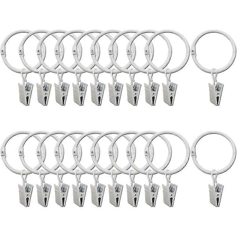 20 Pack Shower Curtain Rings with Decorative Clips Rustproof 1.25"