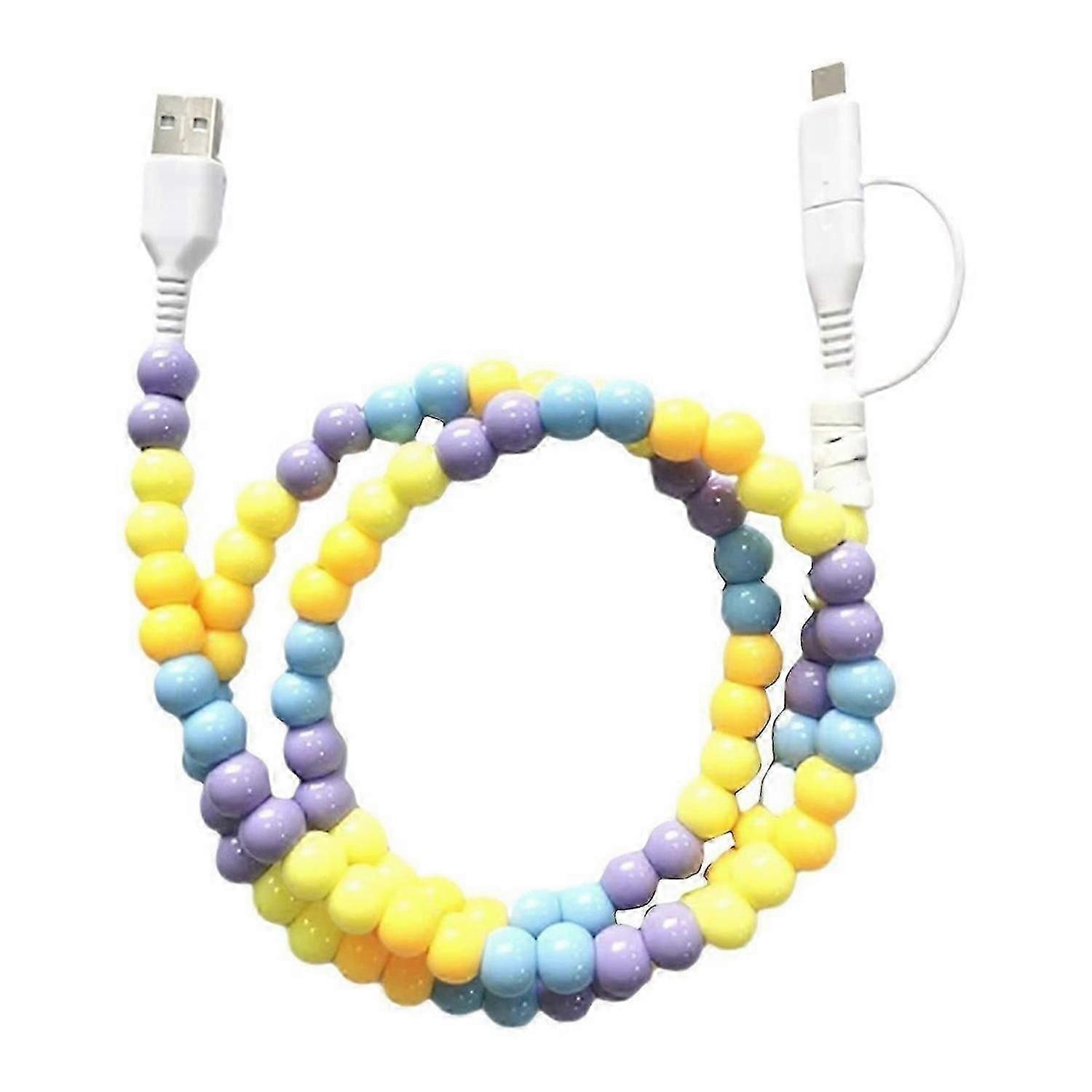 USB C ladekabel 2 i 1 med perledesign
