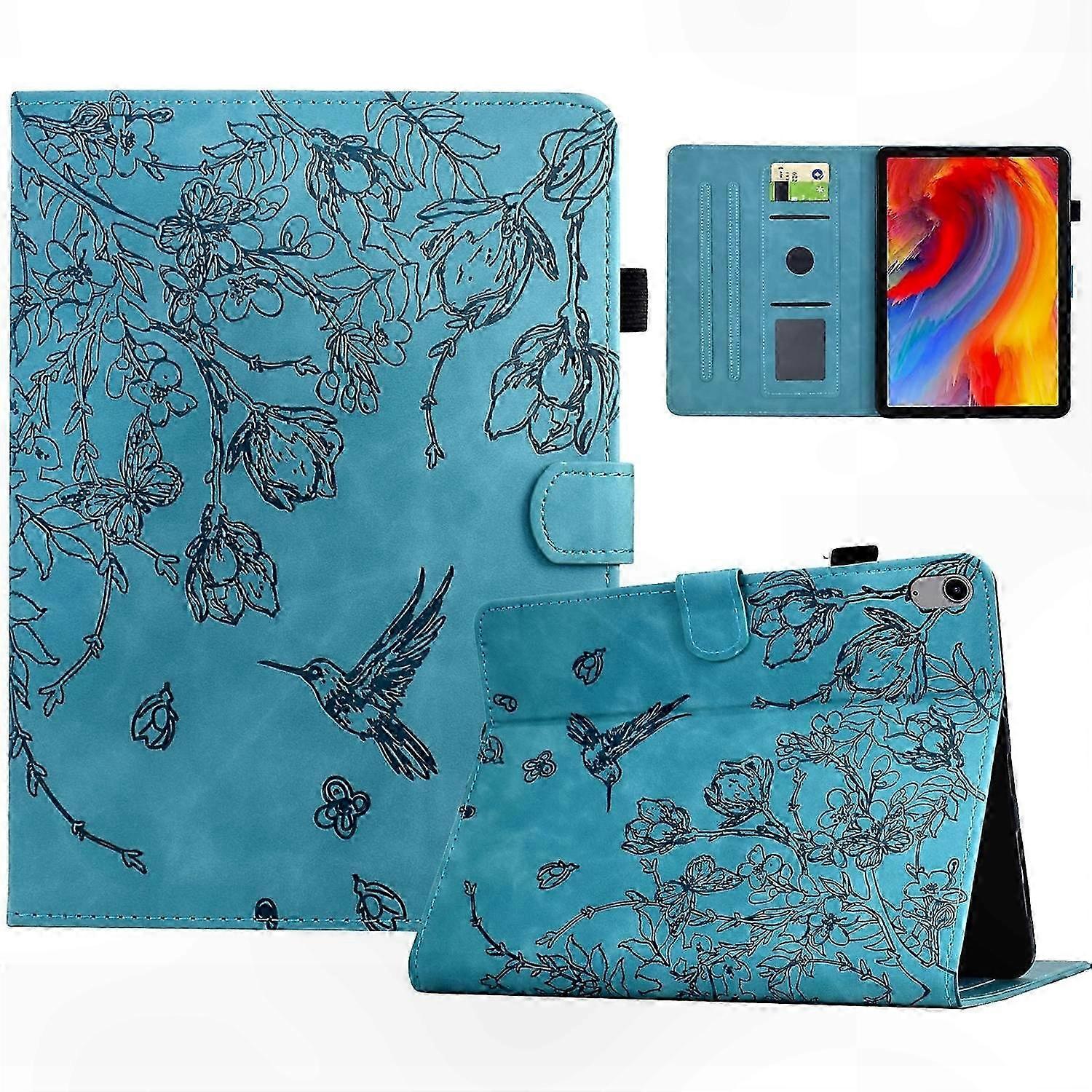 Leather Case with Floral Bird Pattern for 10.9 Inch Tablets and Latest Models