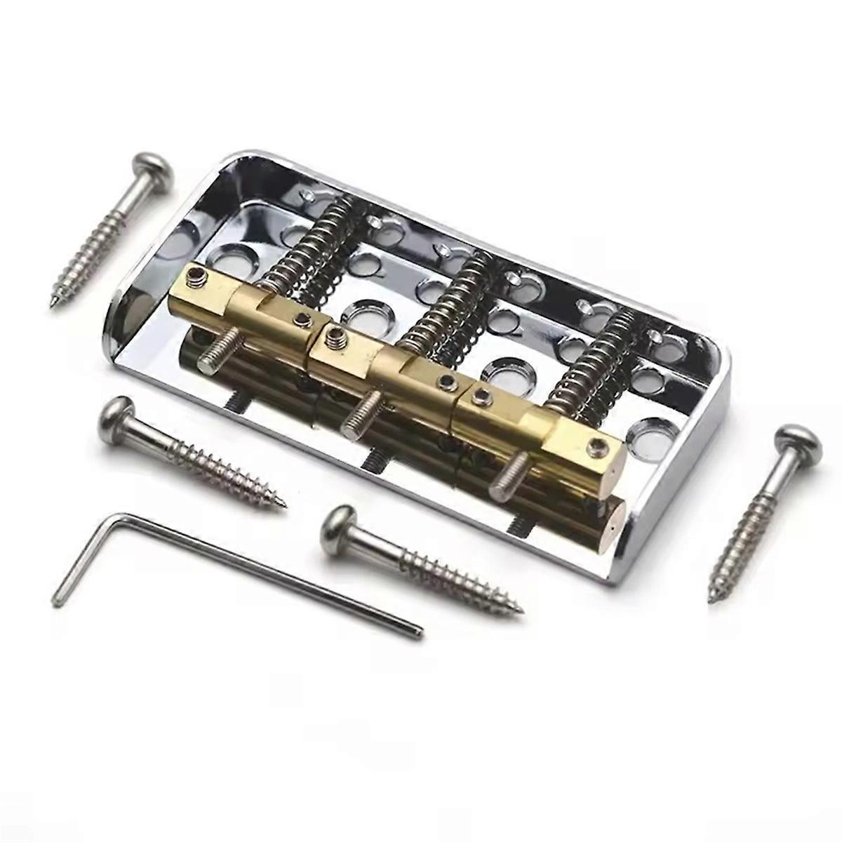 Short Guitar Bridge Dual Load Guitar Bridge with Cut-Down Sides with Compensated Brass Saddles for TL Guitar Chrome