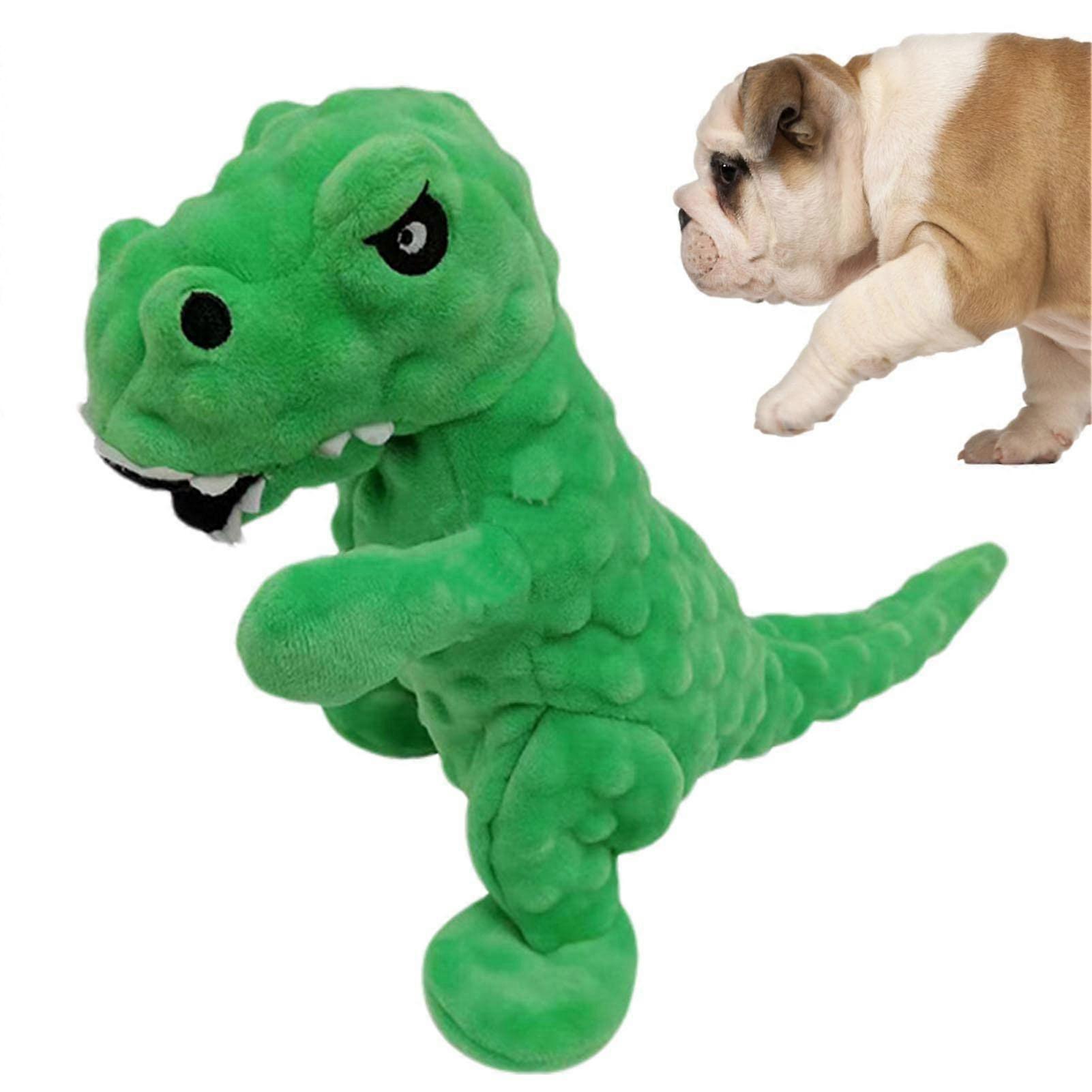 Dinosaur Dog Squeaky Toy Grunting Plush Dinosaur Toy For Small Medium Large Dogs Stress Relief Puppy Chew Green