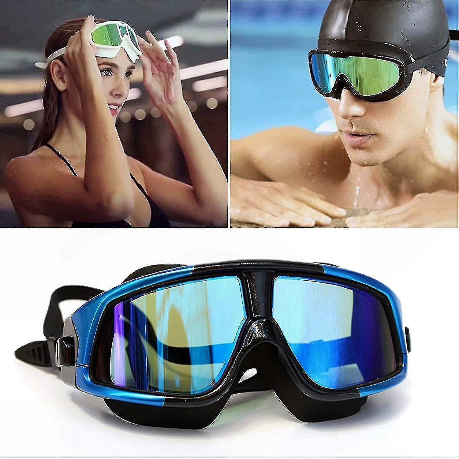UV-Protected Anti-Fog Swimming Goggles, Comfortable Silicone Fit with Adjustable Strap for Adults