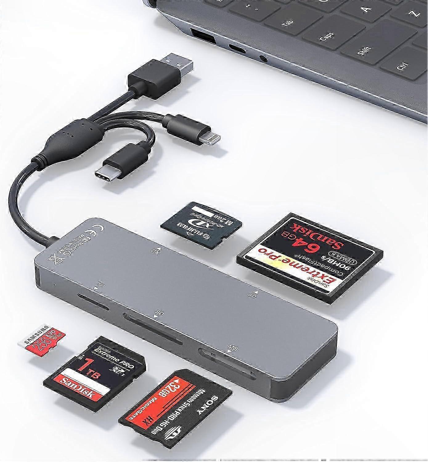 5-in-1 Multi Card Reader Adapter for SD, TF, CF, MS, XD Memory Cards Compatible with   and Other Devices