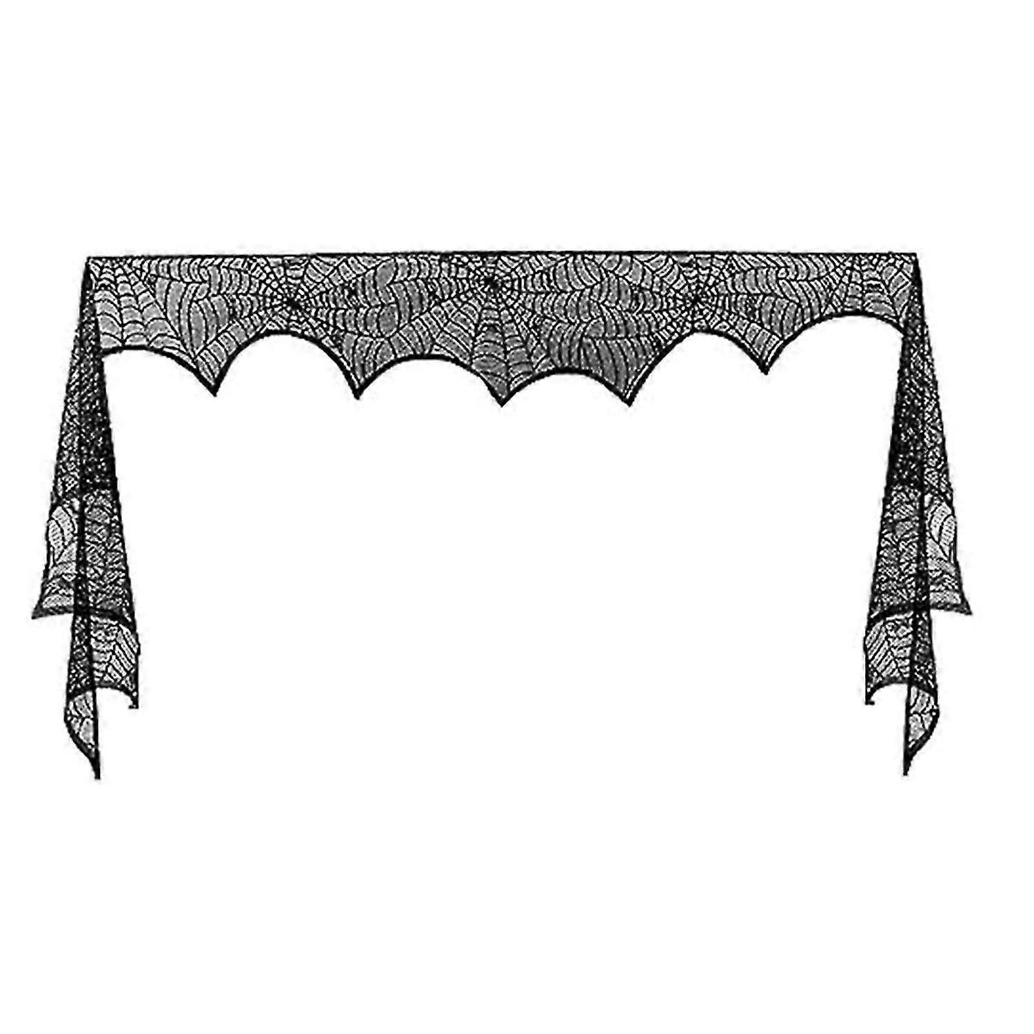 Halloween Fireplace- Scarf, Spiderweb Mantel