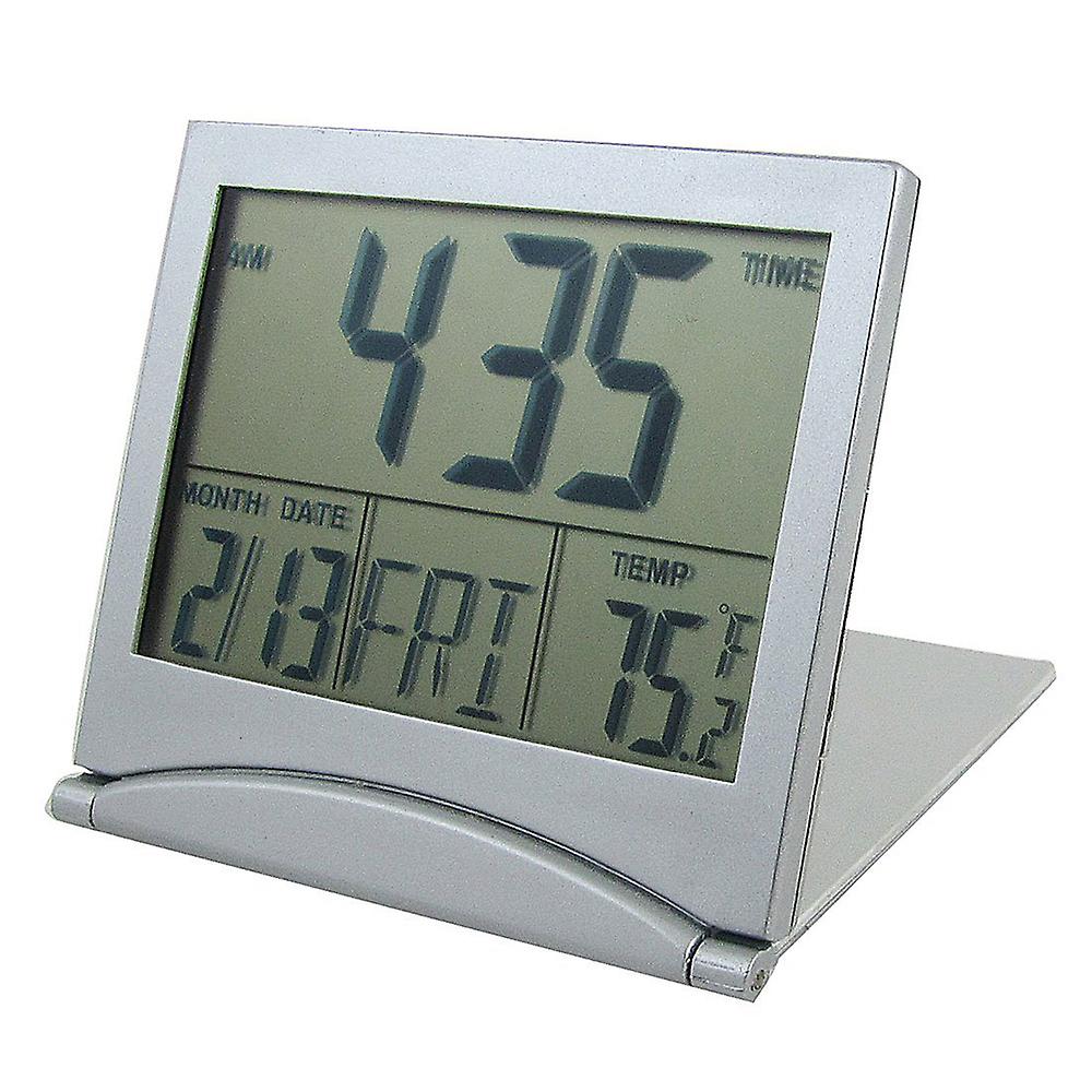 SODIAL(R) Foldable Battery Supply Desktop Calendar Temperature Digital Alarm Clock