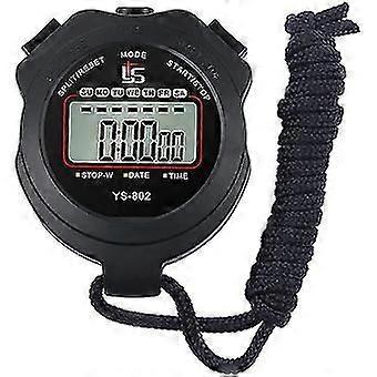 Sports Stopwatch With Clock Calendar, Shockproof Stopwatch,black