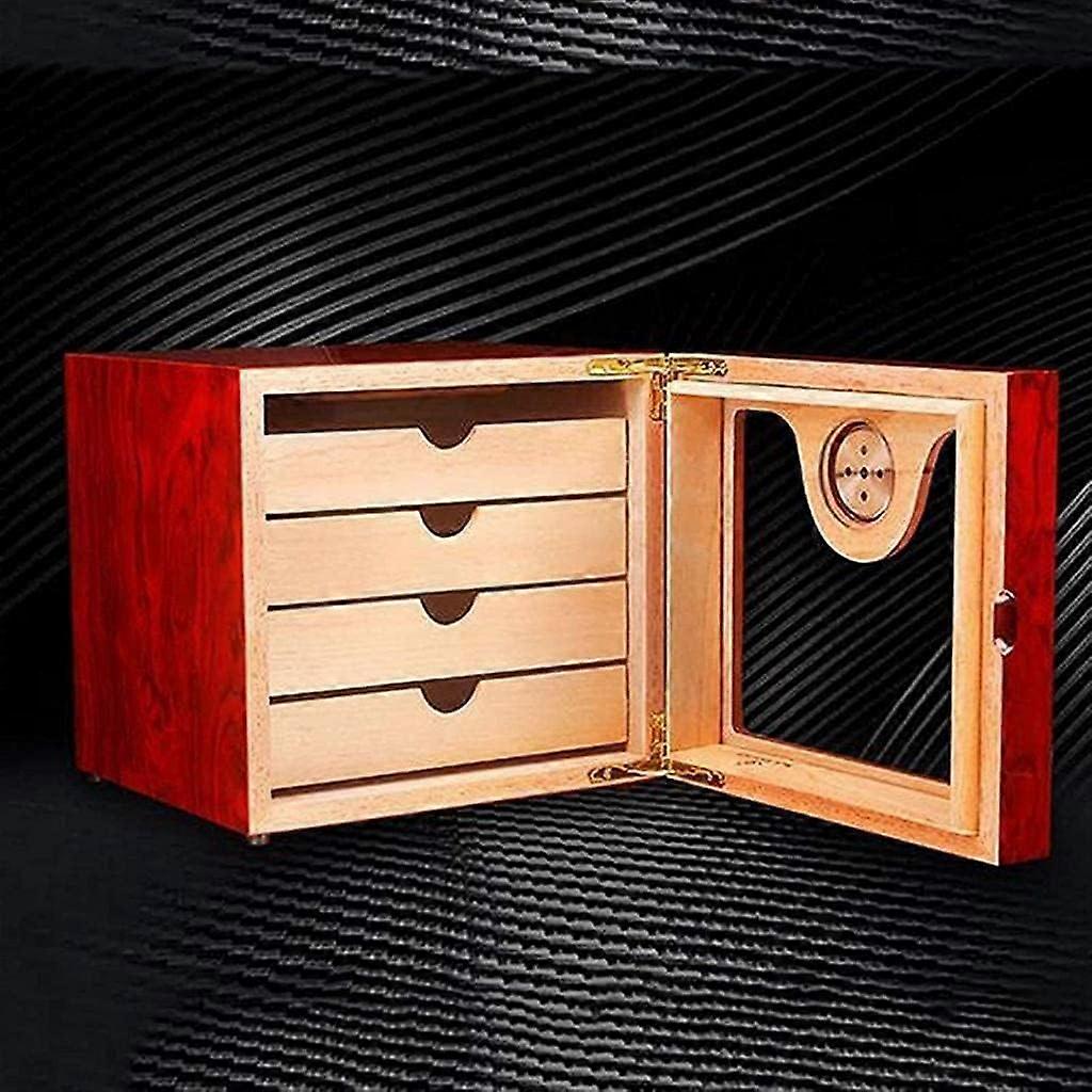 Cigar Humidor Storage Case Large Capacity, Travel Case With Humidifier And Hygrometer, Removable Drawers,