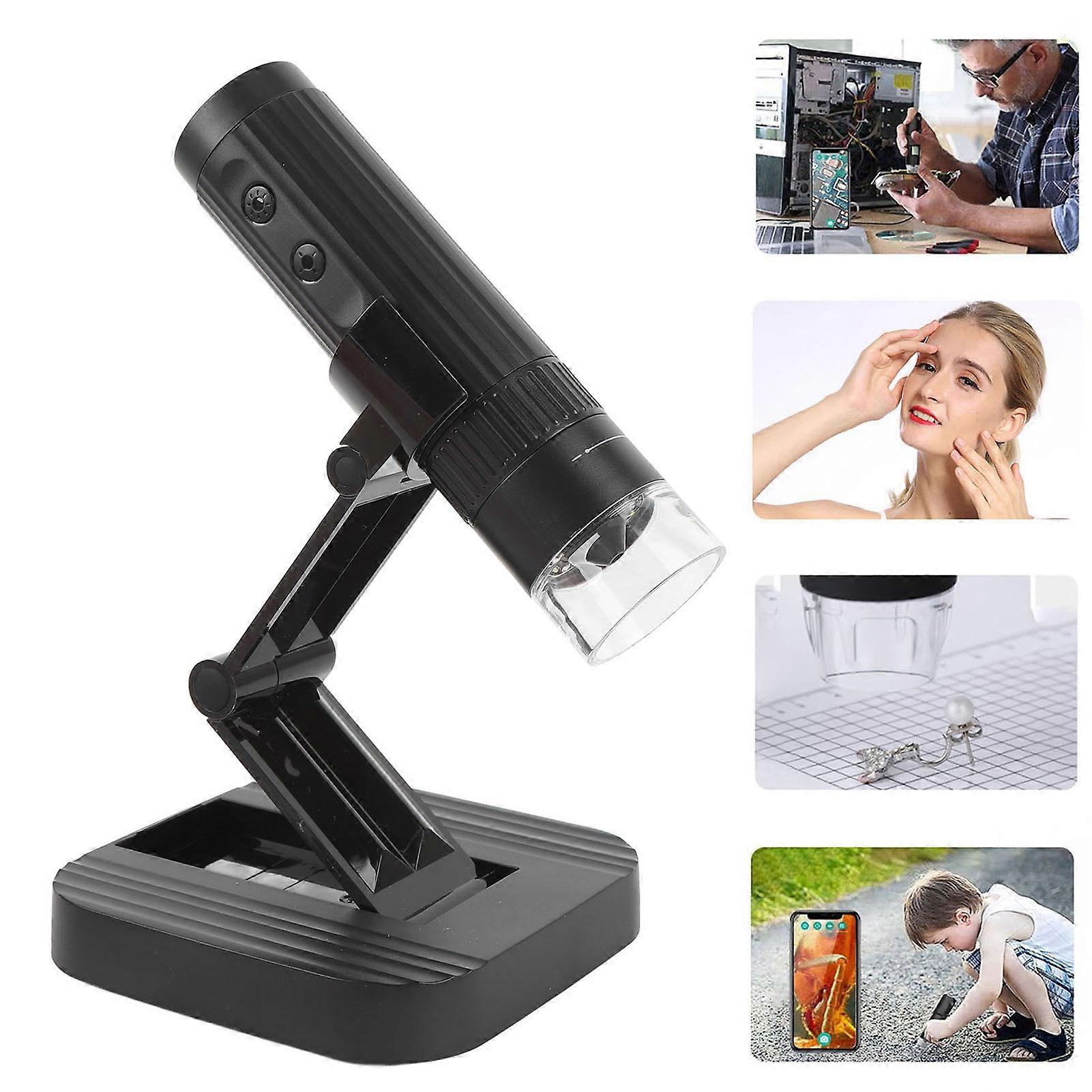 Wireless Digital Microscope 1080P HD 50X-1000X Black 700mAh