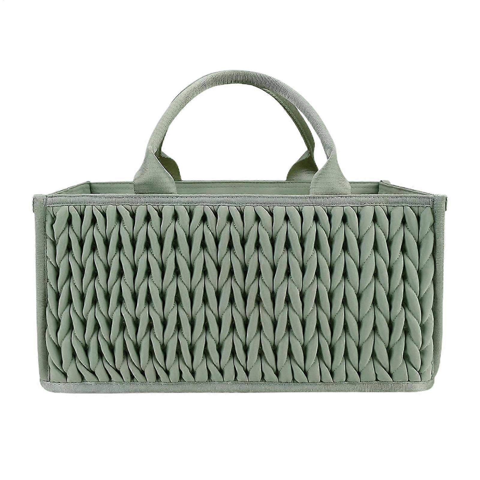 Portable Diaper Storage Basket Nursery Organizer for Diapers and Wipes, Clothes Storage, With Handles, Green