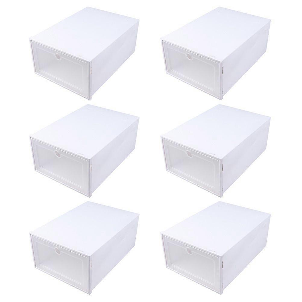 6pcs Transparent Drawer Type Shoes Box Dustproof Stackable Shoes Container