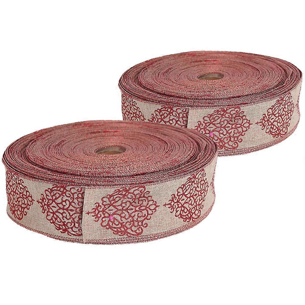 DIY Butterfly Bow Ribbon Festive Burlap Ribbons for Adornment 2Pcs Red
