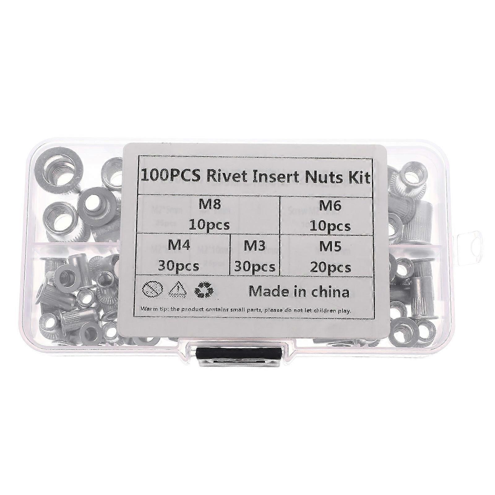 Silver Aluminum Rivet Nut Flat Head Insert Nut for Fixing 100Pcs Pack