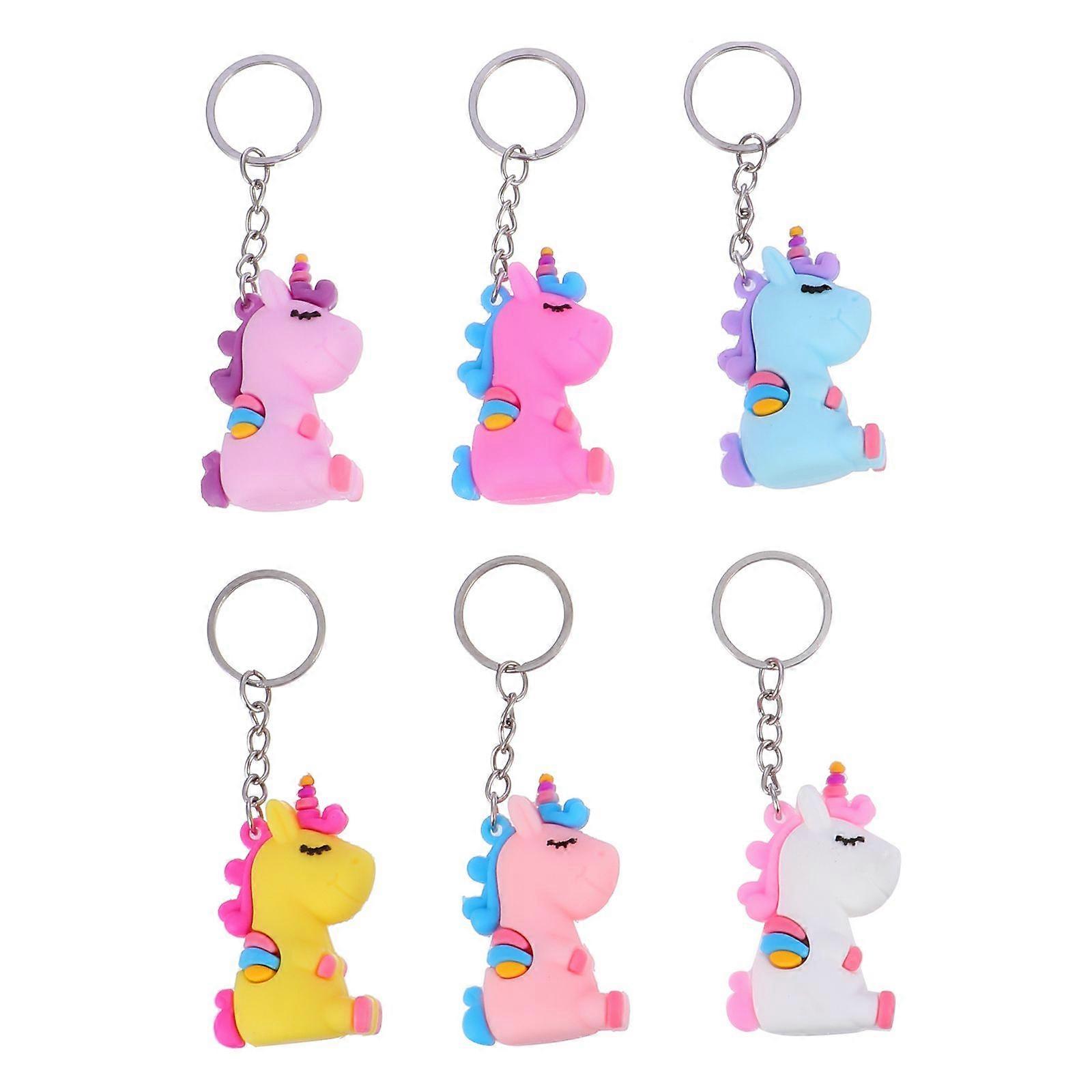 Unicorn Handbag Key Ring Pendants Organize Keys Practical and Fashionable Unicorn Shape PVC 6Pcs