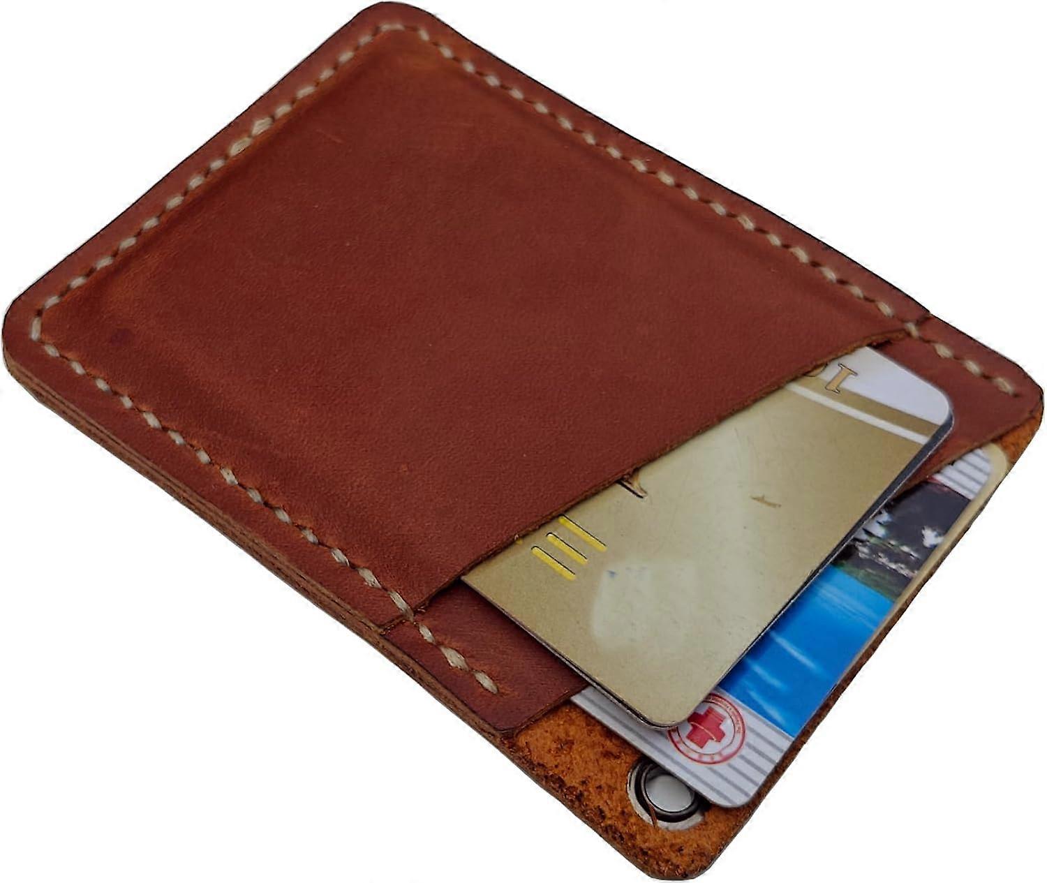 Men's Card Holder Wallet,Genuine Cow Leather ID Card Holder, Business Credit Card Wallet