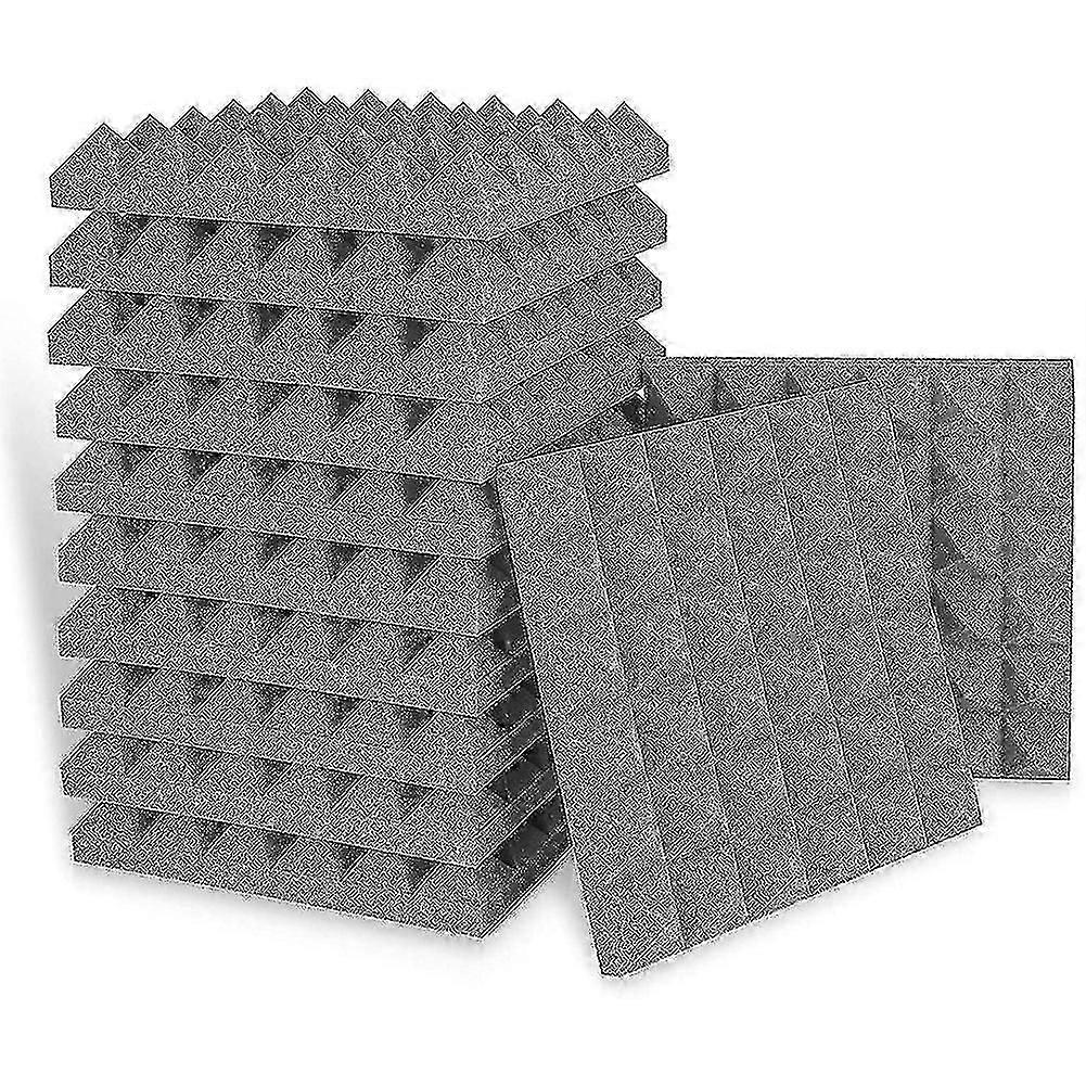 12 Pack Pyramid Acoustic Foam Panels, Flame-Retardant Sound-Absorbing Sponge for Studio & Office Soundproofing Noise Reduction