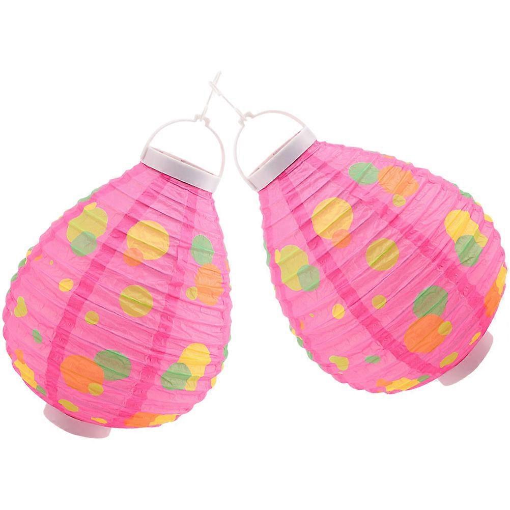 4Pcs Pink LED Lantern Lights Paper Lanterns with Light for Decoration