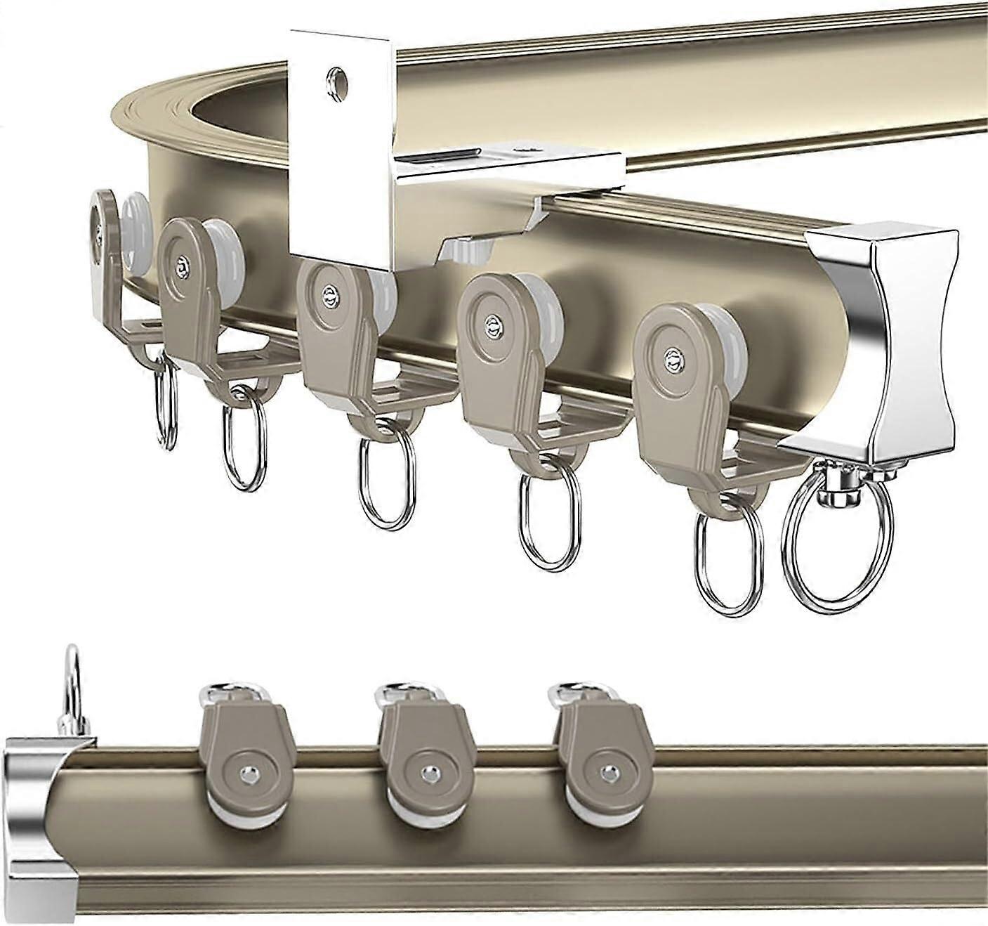 Curved Track Ceiling Installation With Wall Mounted Track And LShaped Track Rail Accessories Kit 4M/13Ft Champne