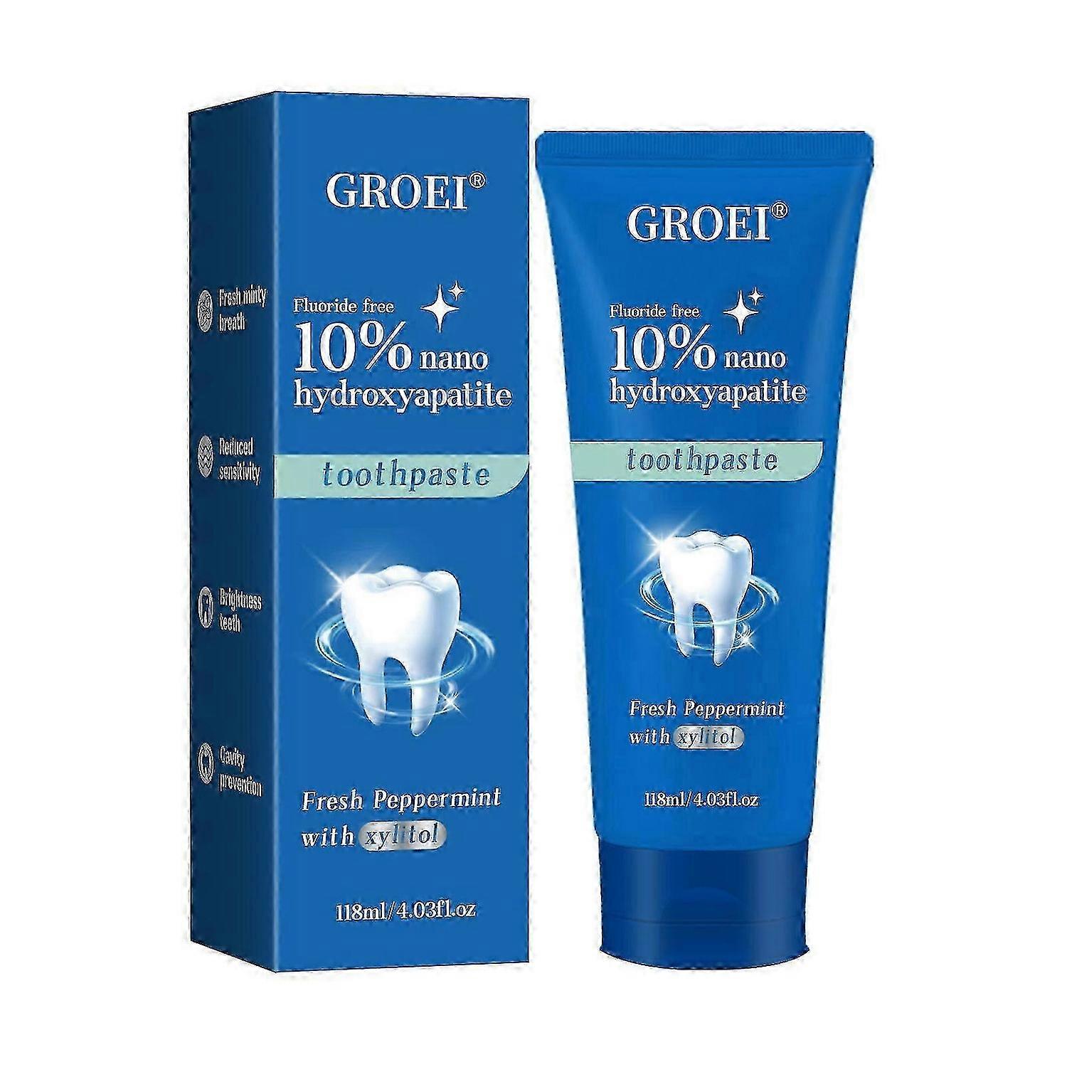 10% Nano Hydroxyapatite Toothpaste, Fluoride Free Toothpaste For Sensitive Teeth, Natural Remineralizing Whitening Toothpaste for Adults