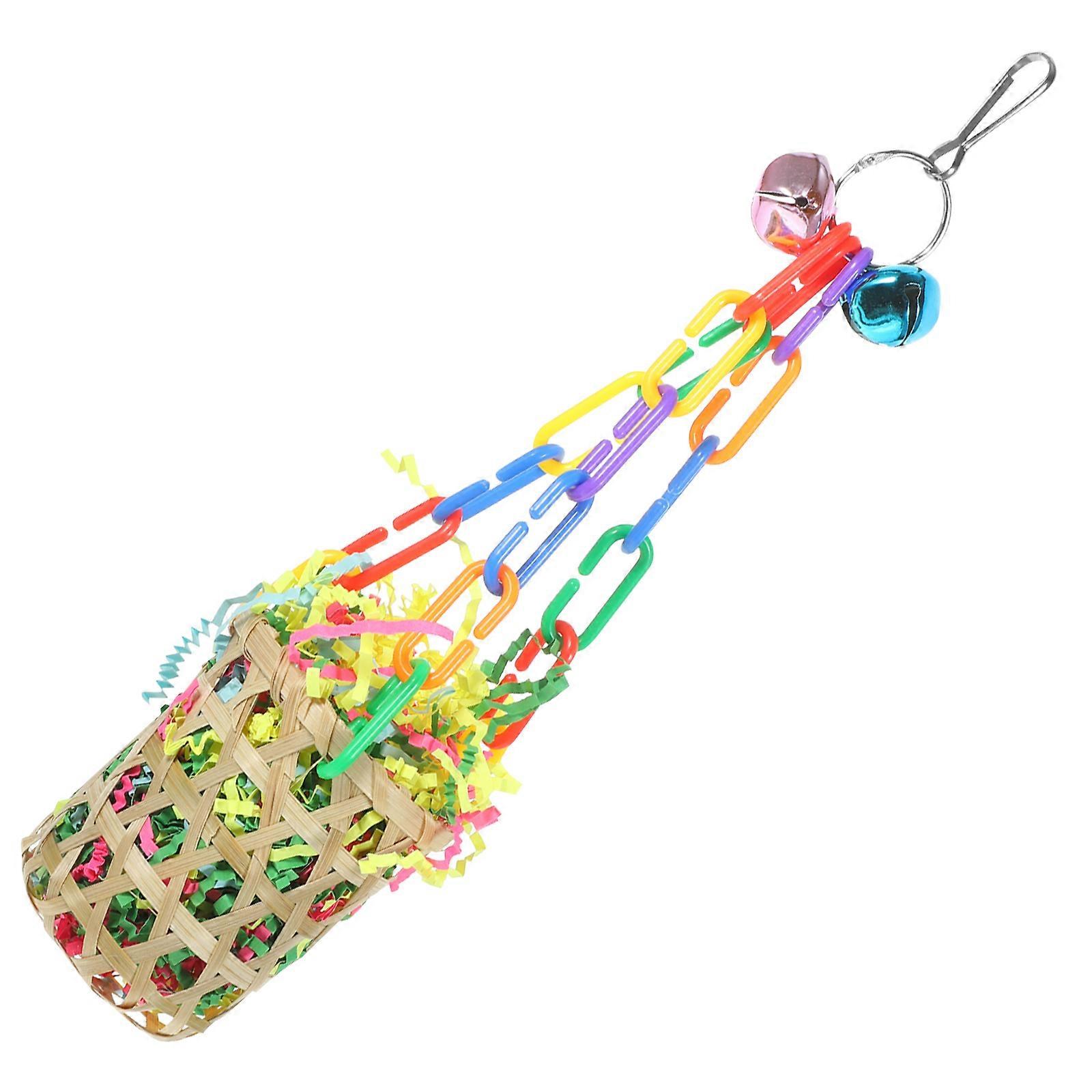 Bird Foraging Toys 2Pcs Multi Colored Hanging Design Ideal For Parrot Cage Supplies Chewing Shredding Fun