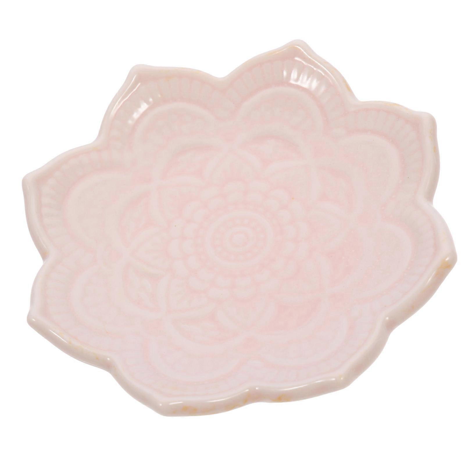 Mandala Flower Shape Jewelry Organizer Dish 4Pcs Sisters Dressing Table Display In Pink Color With Decorative Function