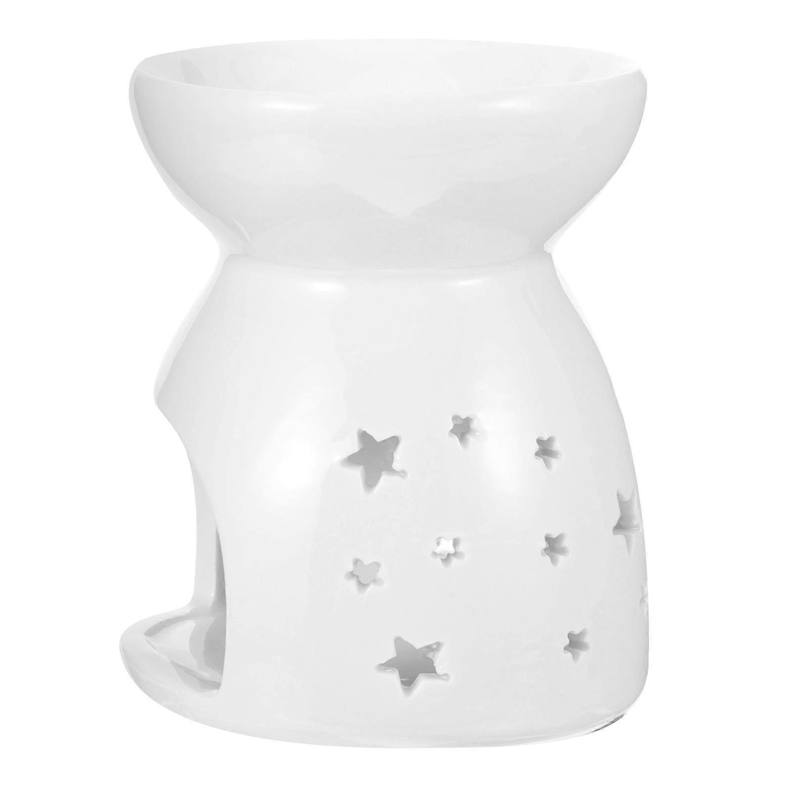 White Ceramic Tealight Oil Burner for Essential Oil Use 2Pcs Set