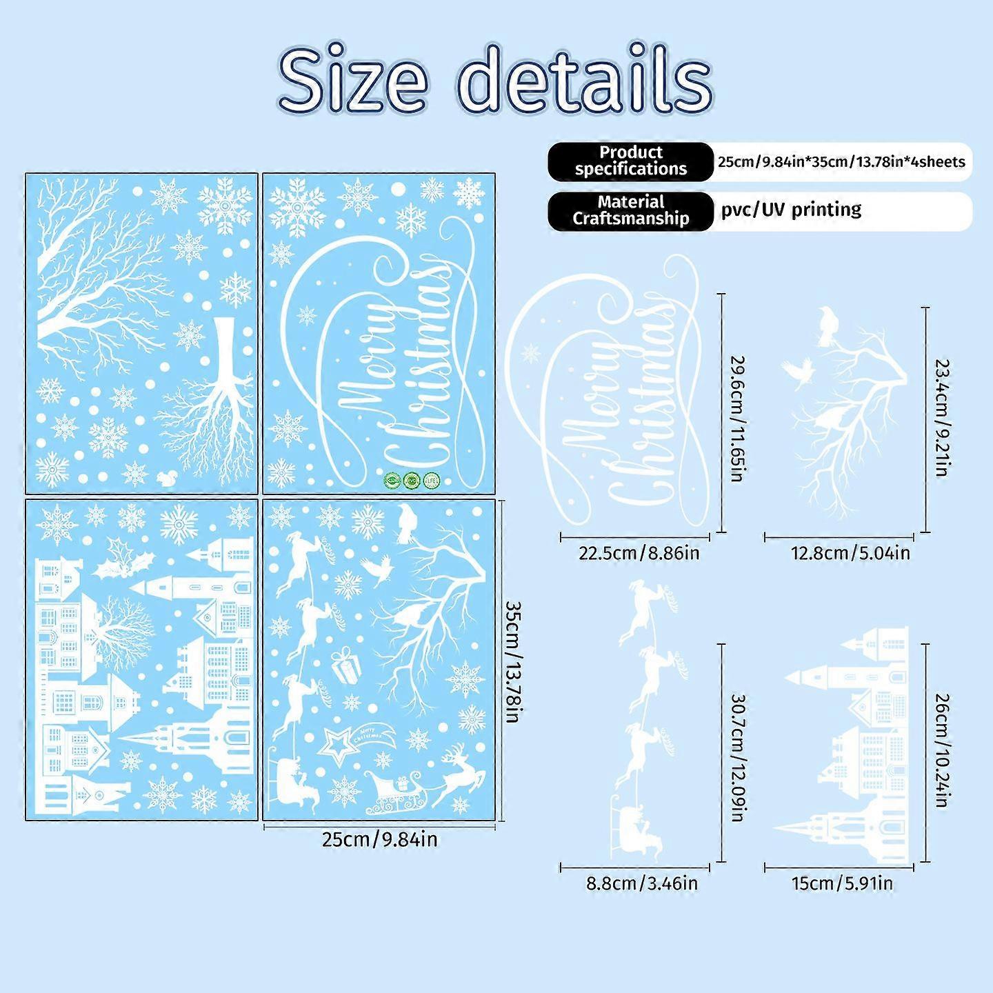 2026 New Decorative Stickers Window Glass Door Stickers Snowflake Christmas Static Sticker White Window Flower Paste