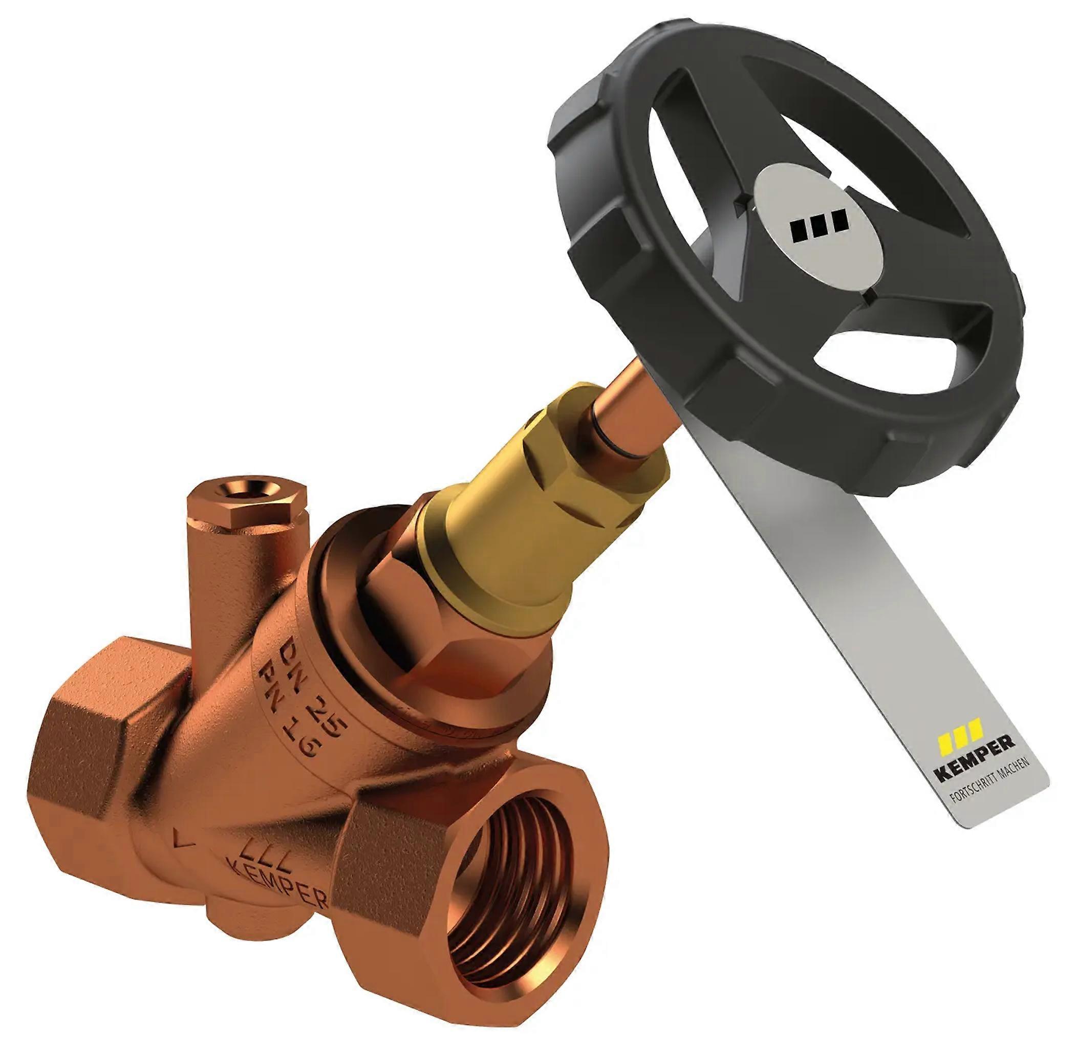 KEMPER WESER Freistrom-Absperrventil RG, mit Entleerstopfen G1/4, IG DN20