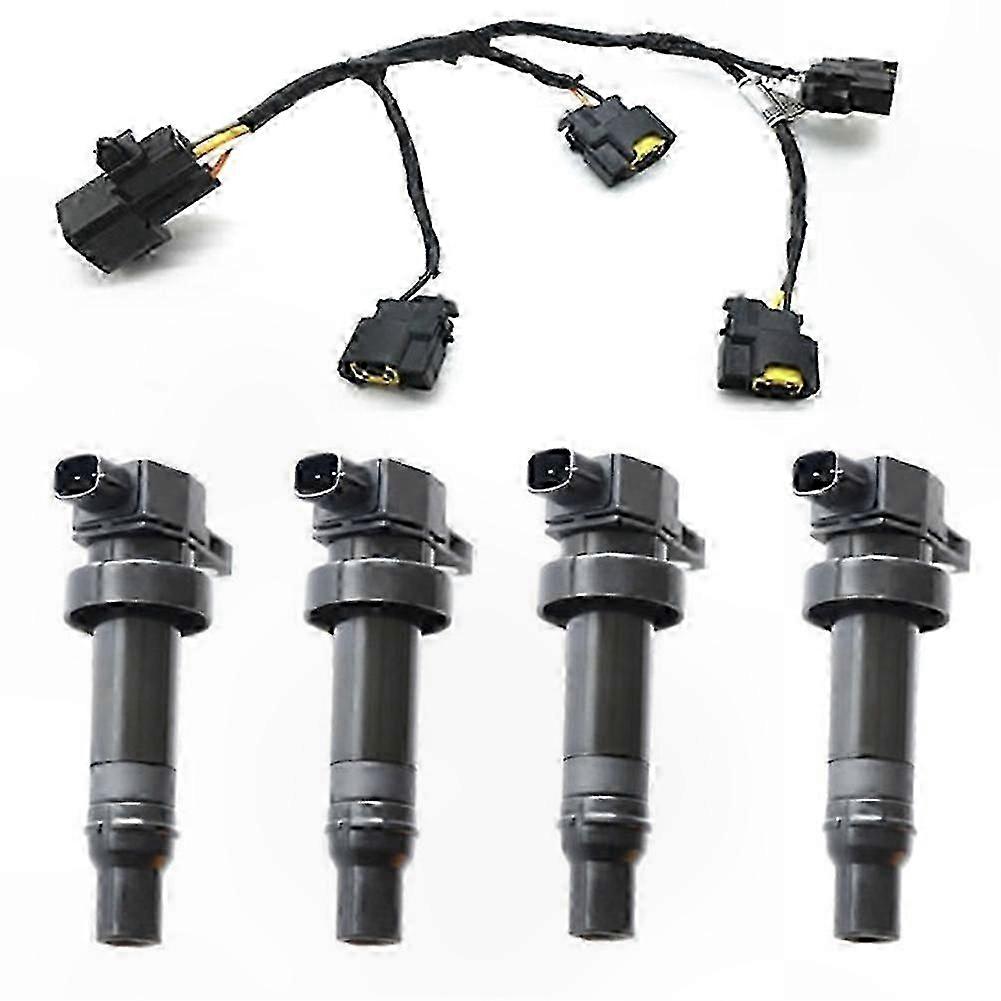 4-Pack High-Performance Ignition Coil Assembly for IX35, IX20, I30, Soul, Ceed with Wiring Harness Included